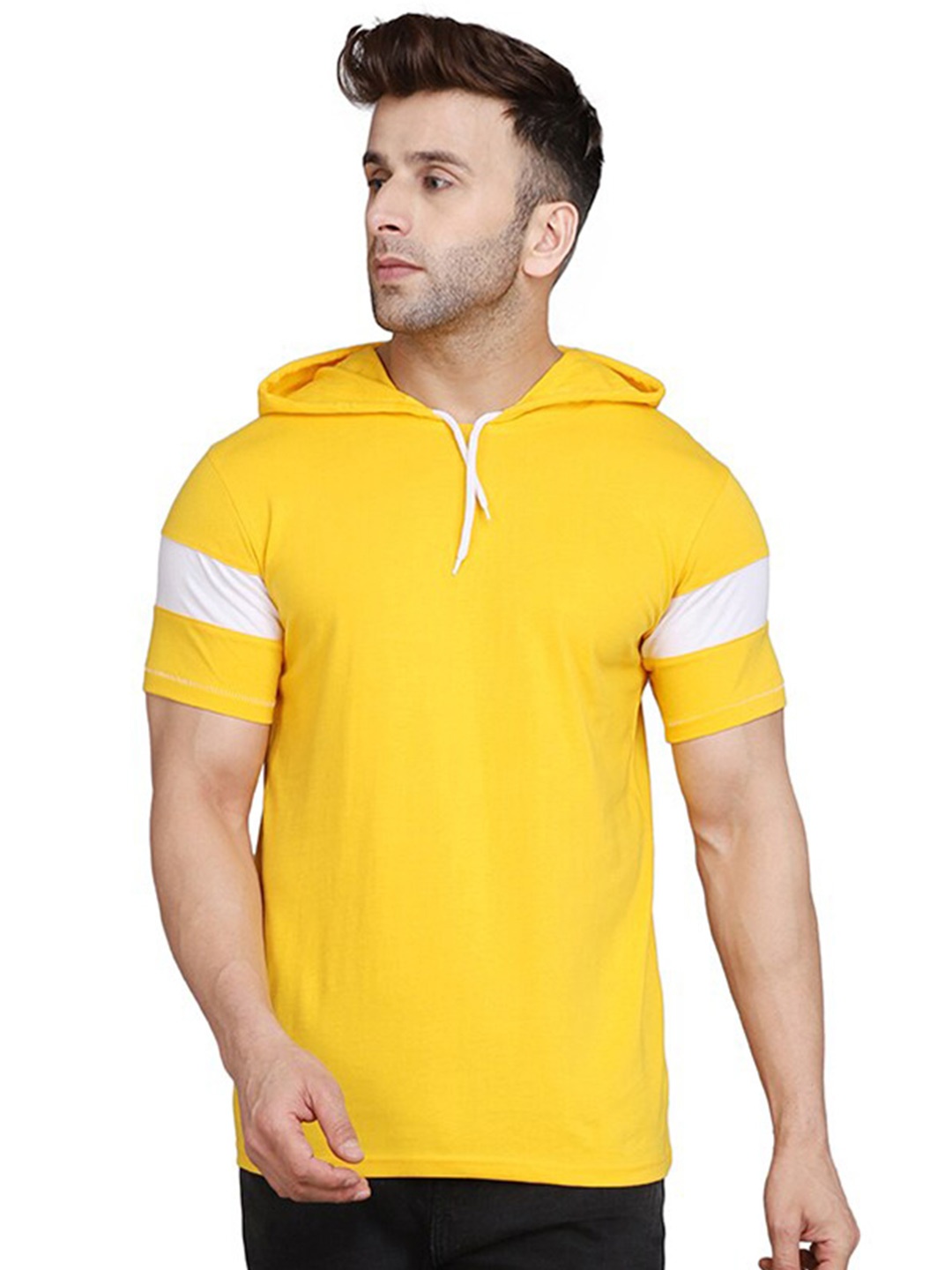 

SLOWLORIS Hooded Short Sleeves T-shirt, Yellow