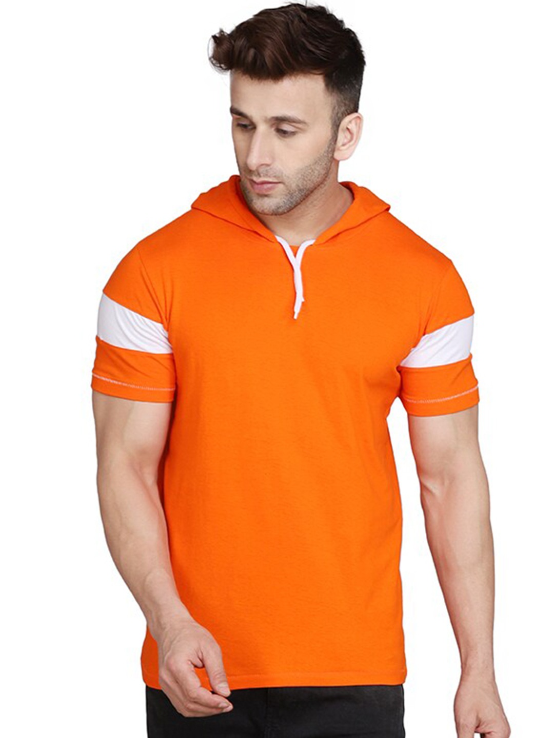 

SLOWLORIS Hooded Short Sleeves T-shirt, Orange
