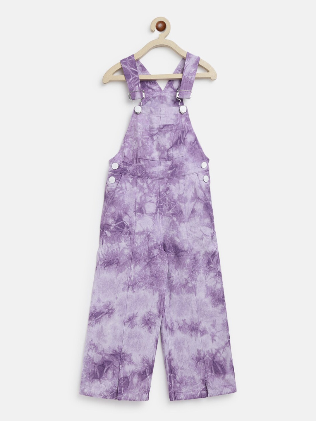 

TALES & STORIES Girls Tie & Die Dyed Pure Cotton Dungarees, Purple