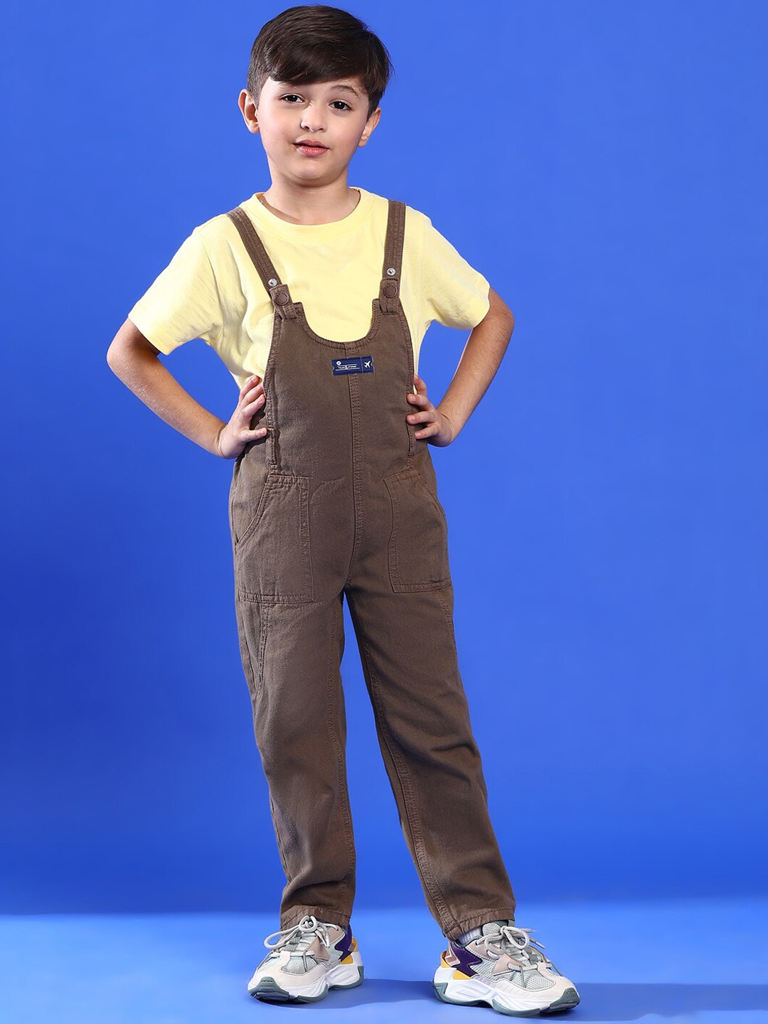 

TALES & STORIES Boys Straight Leg Pure Cotton Dungarees, Brown