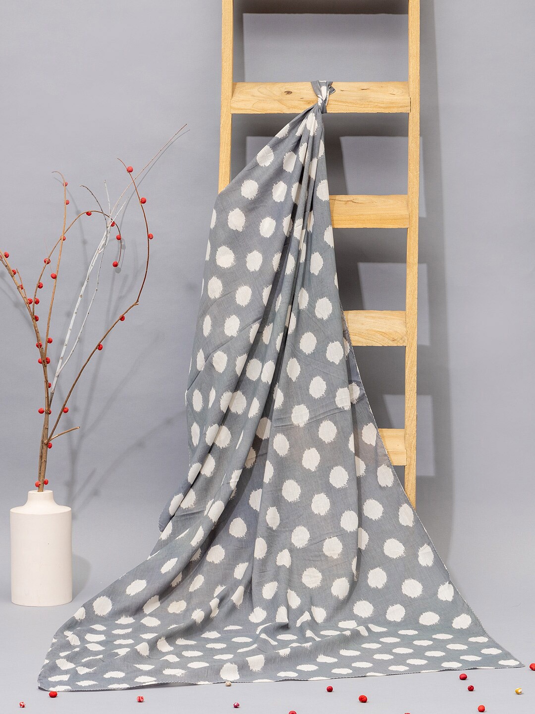 

Contrast Living Abstract Printed Pure Cotton Scarf, Grey