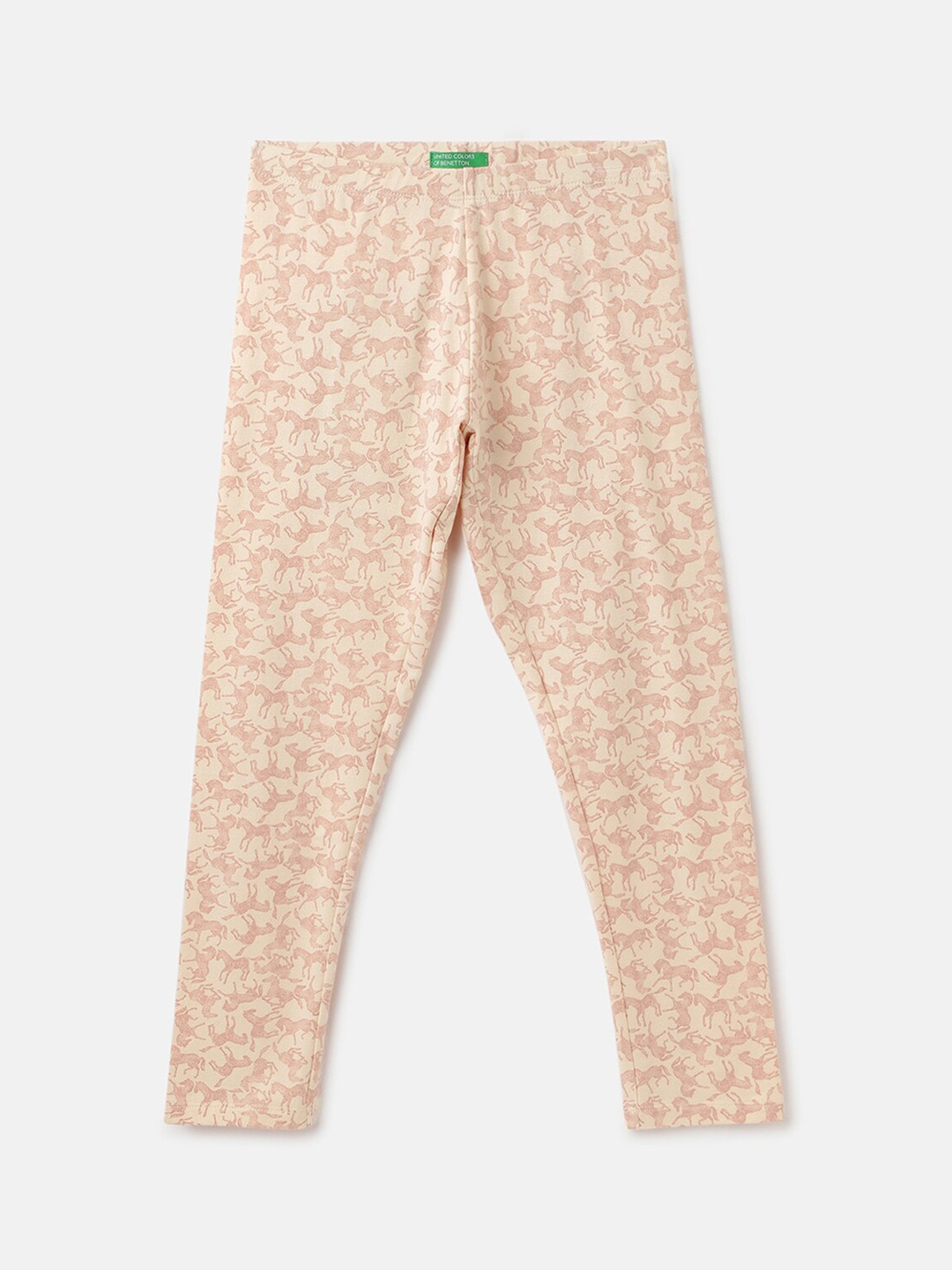 

United Colors of Benetton Girls Printed High Rise Pure Cotton Legging, Beige