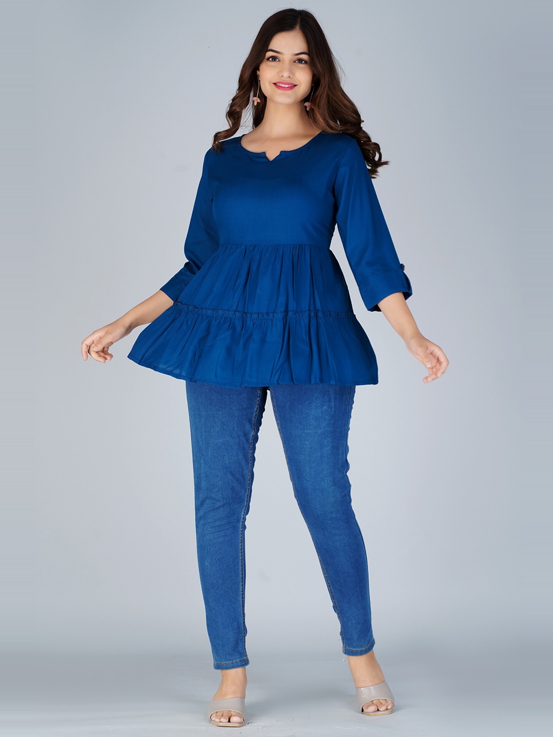 

NEW4U Tiered Longline Top, Blue