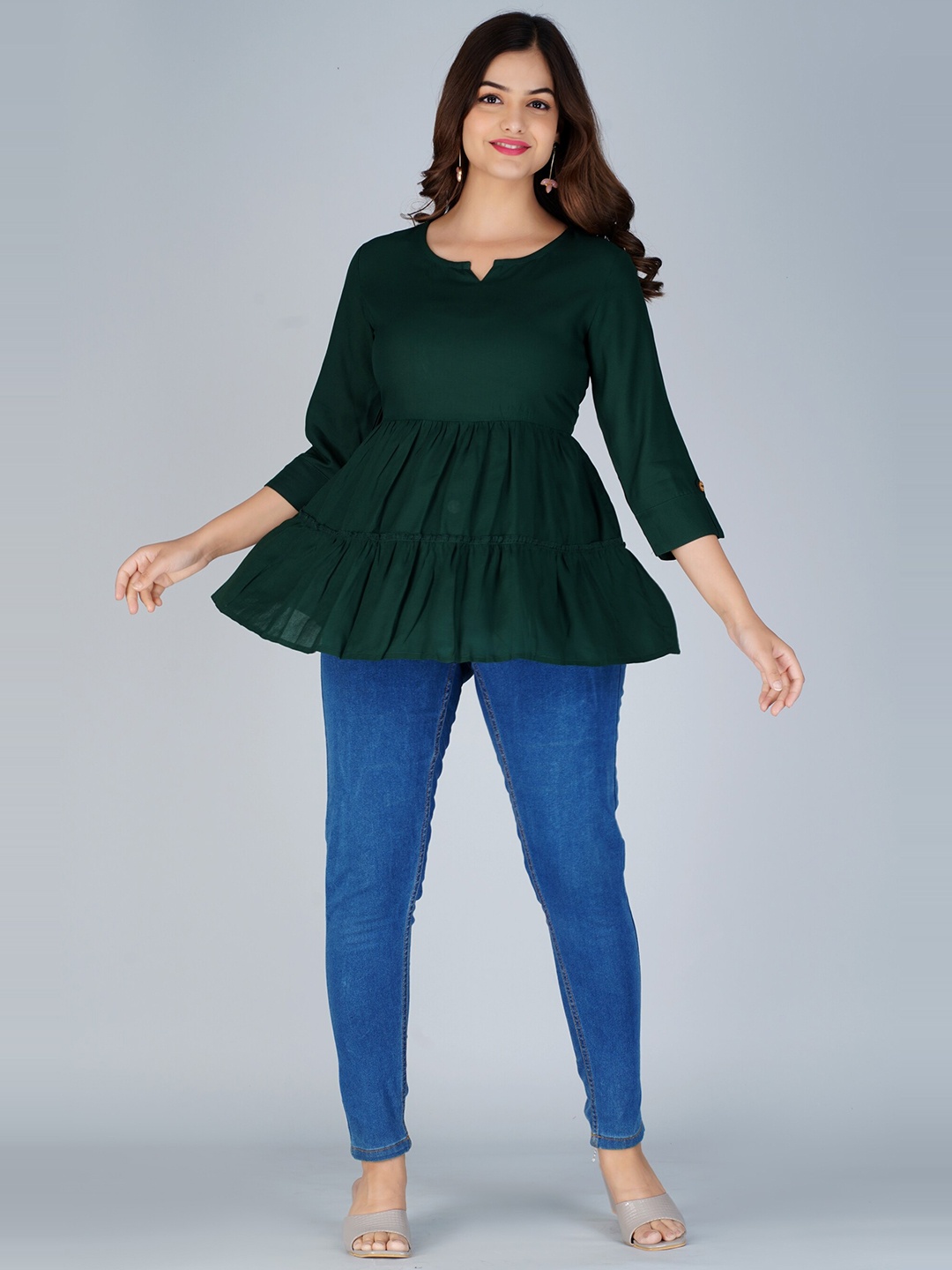 

NEW4U Tiered Longline Top, Green