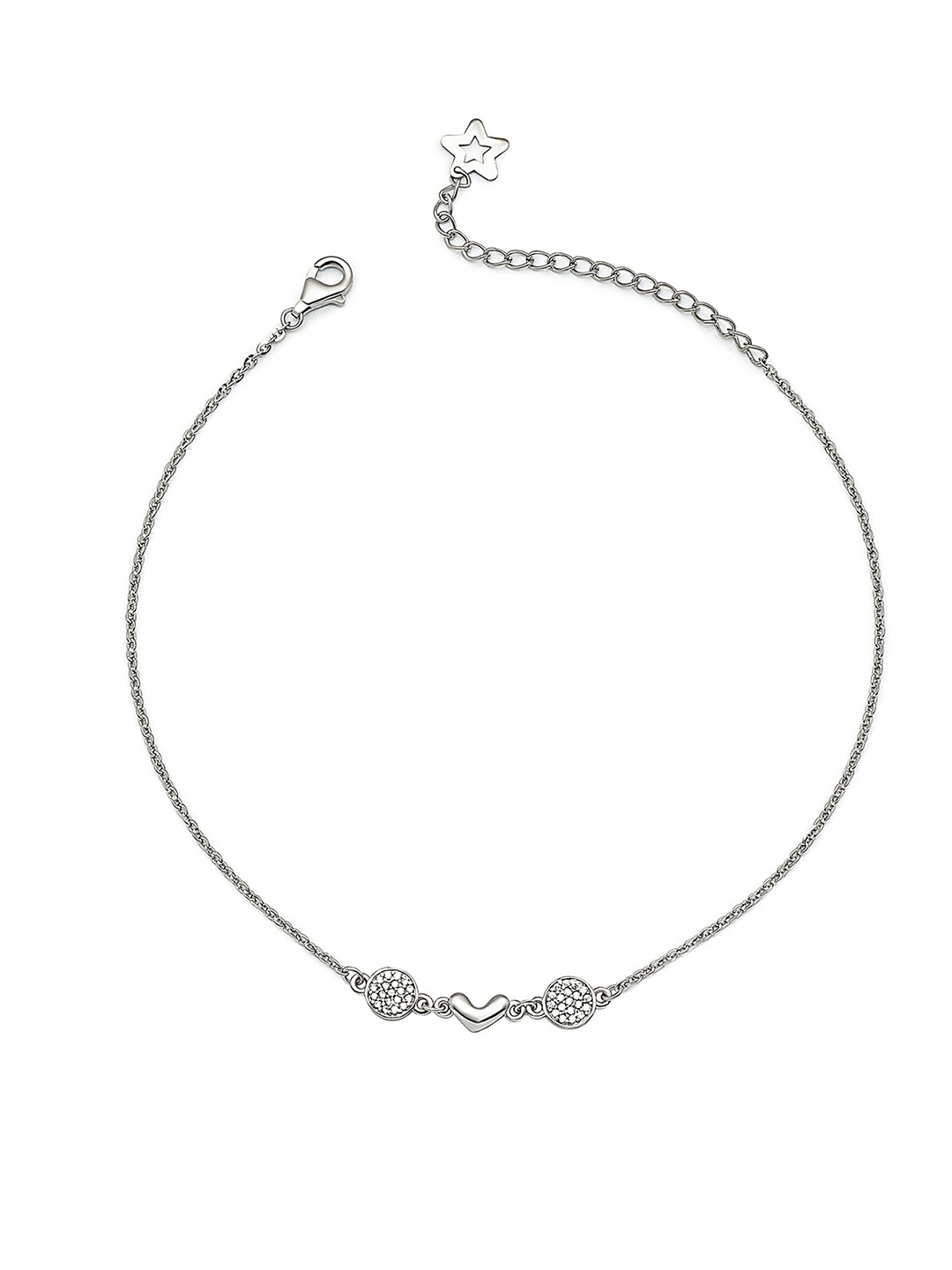 

SILBERRY Rhodium-Plated Crystals Anklet, Silver