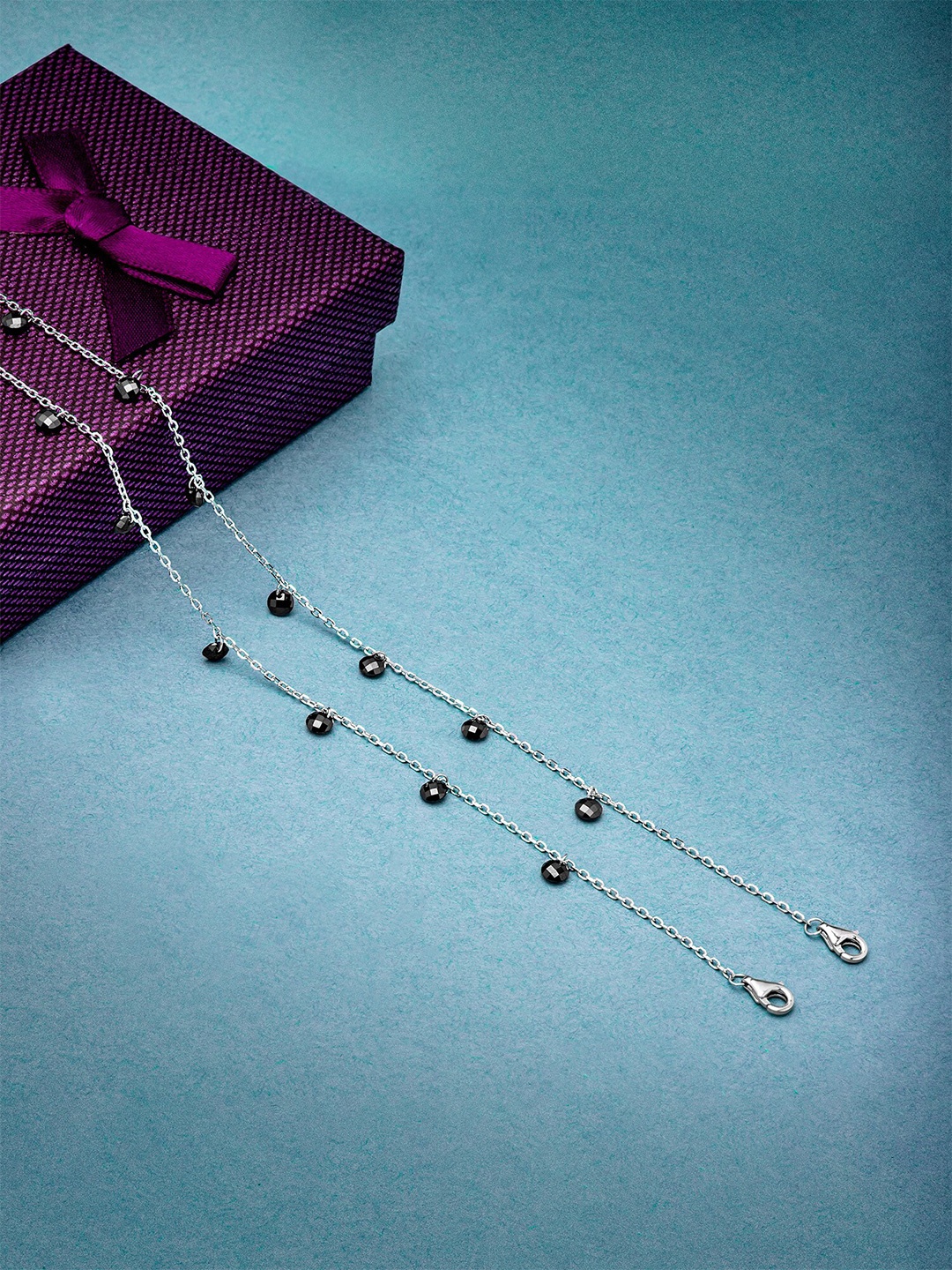 

SILBERRY Rhodium-Plated 925 Sterling Silver Crystals Anklet