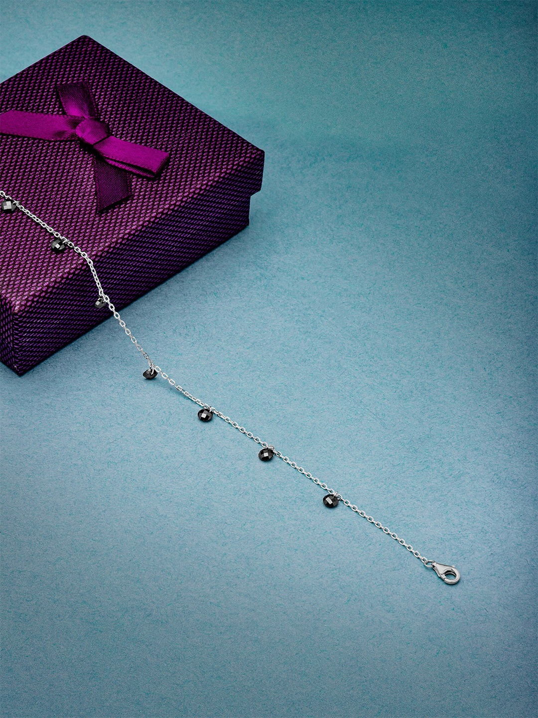 

SILBERRY Rhodium-Plated Crystals Anklet, Silver