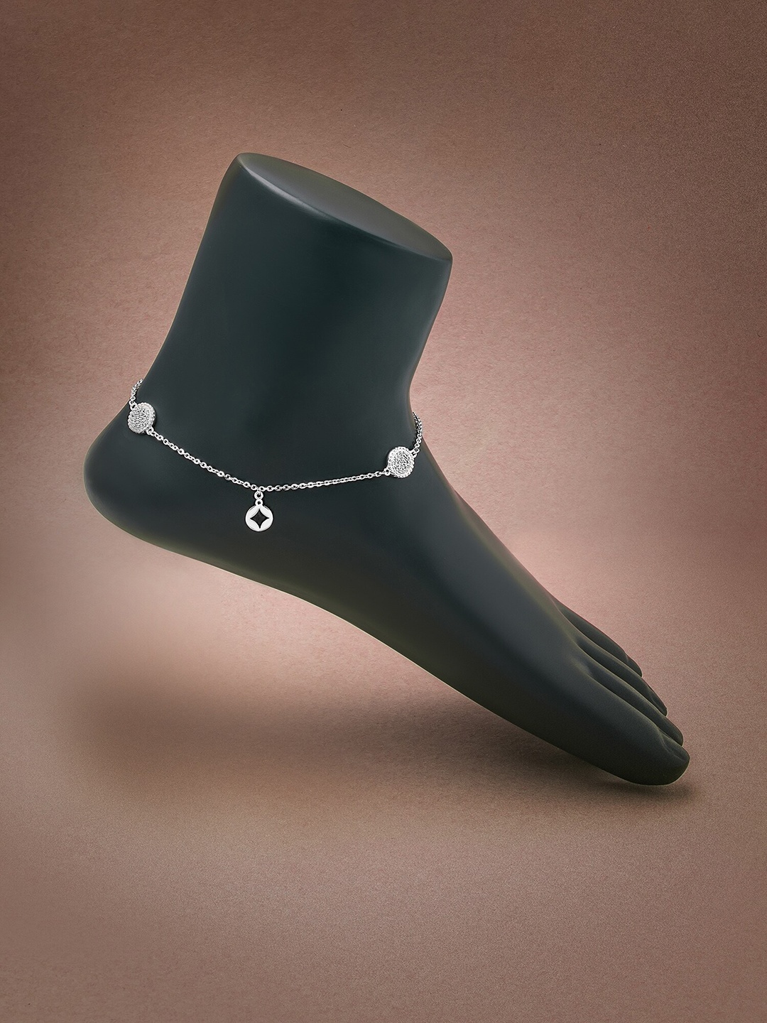 

SILBERRY Rhodium-Plated Crystals Anklet, Silver