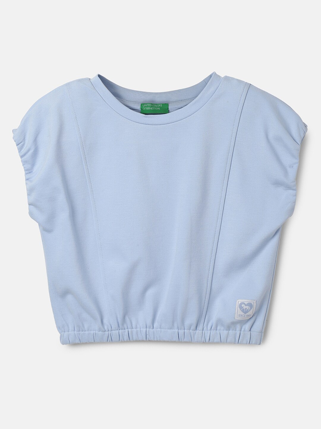 

United Colors of Benetton Girls Pure Cotton Round Neck T-shirt, Blue