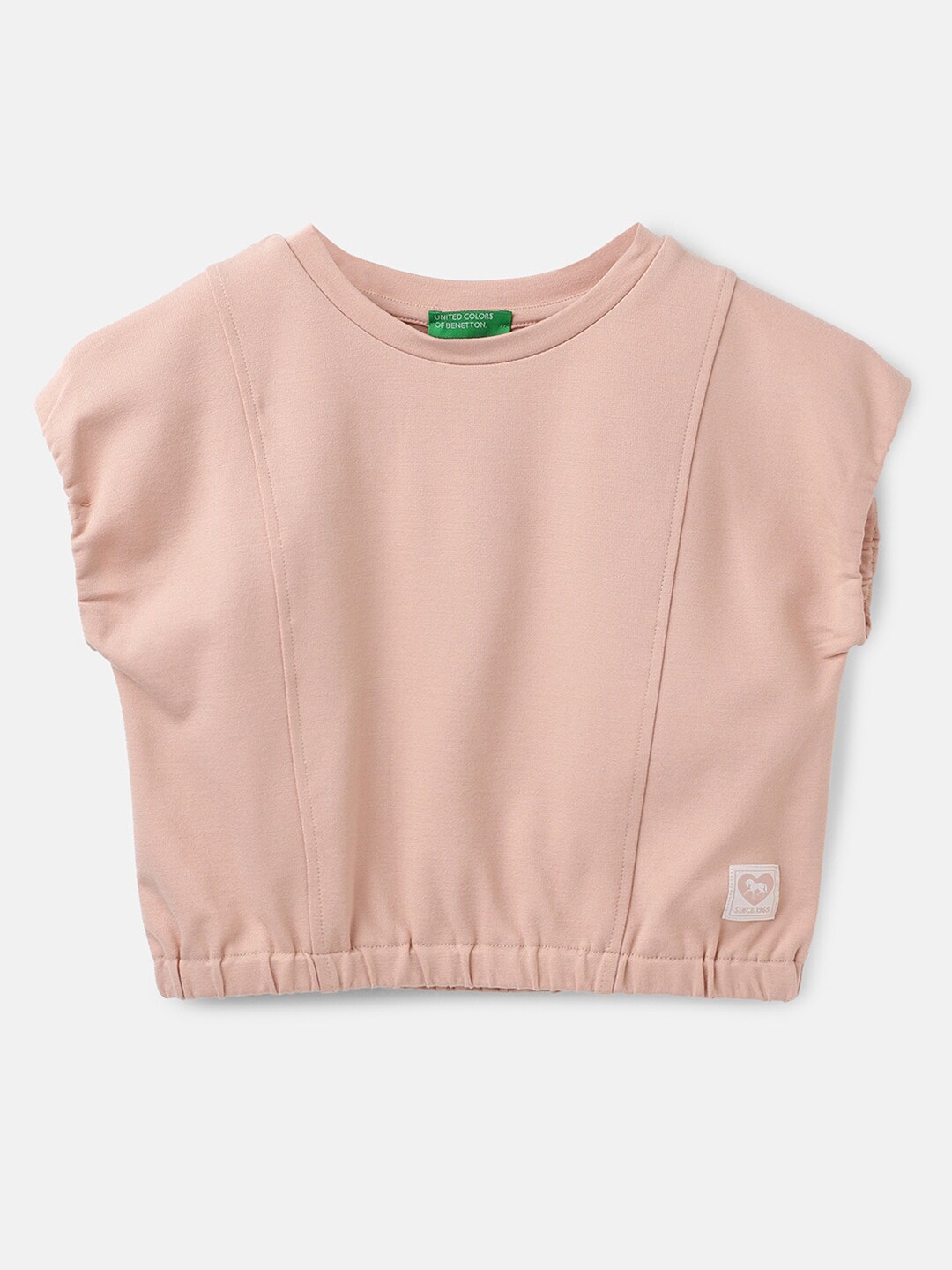 

United Colors of Benetton Girls Round Neck Pure Cotton T-shirt, Pink