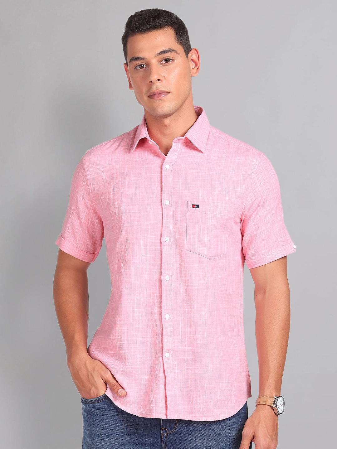 

AD By Arvind Slim Fit Cotton Casual Shirt, Pink