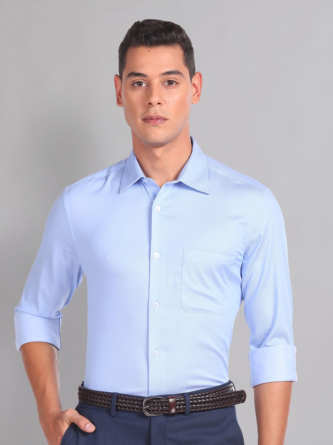 

AD By Arvind Spread Collar Cotton Casual Shirt, Blue