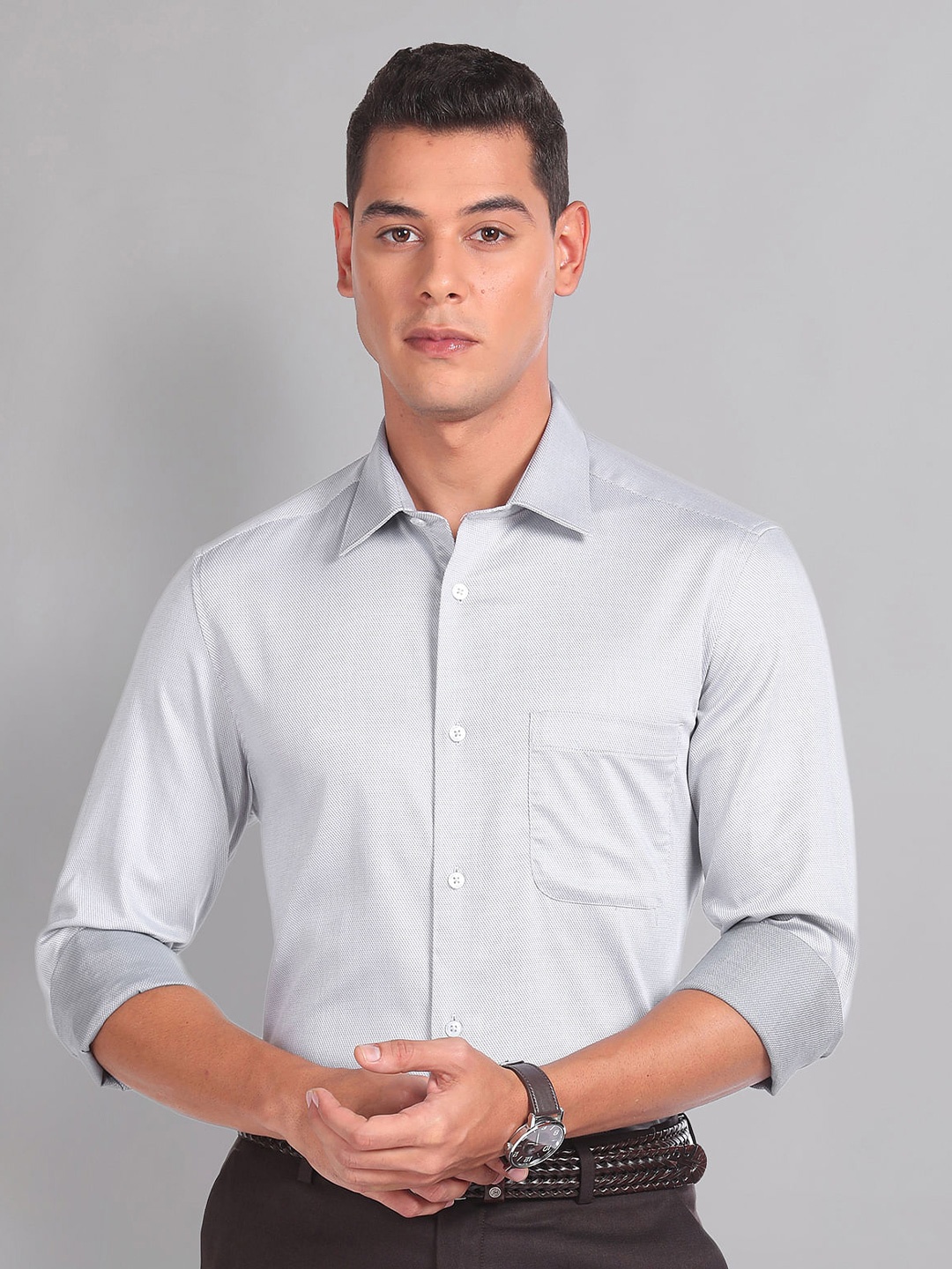 

AD By Arvind Spread Collar Cotton Casual Shirt, Grey