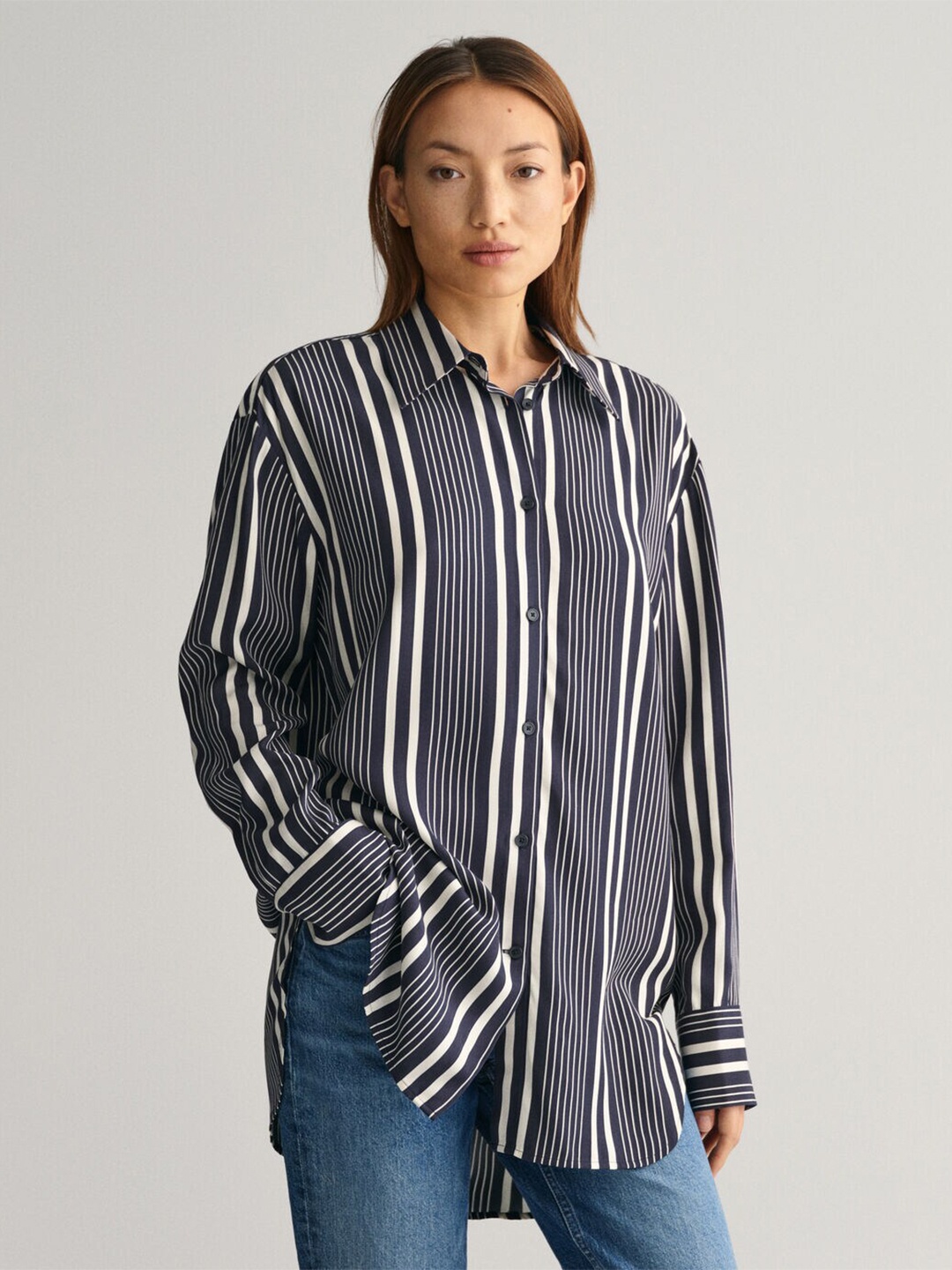 

GANT Striped Spread Collar Relaxed Fit Shirt, Blue