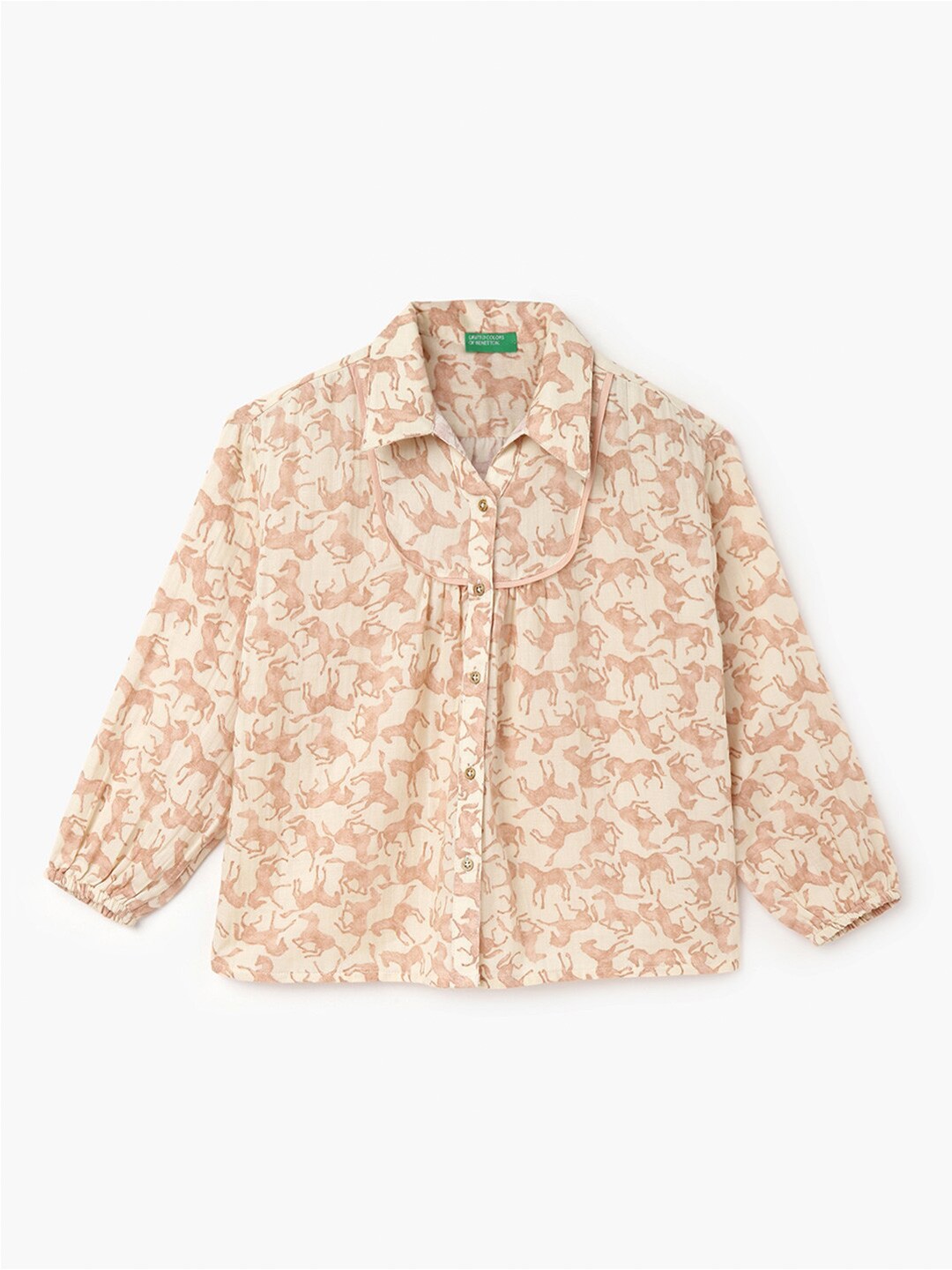 

United Colors of Benetton Floral Print Shirt Style Top, Beige