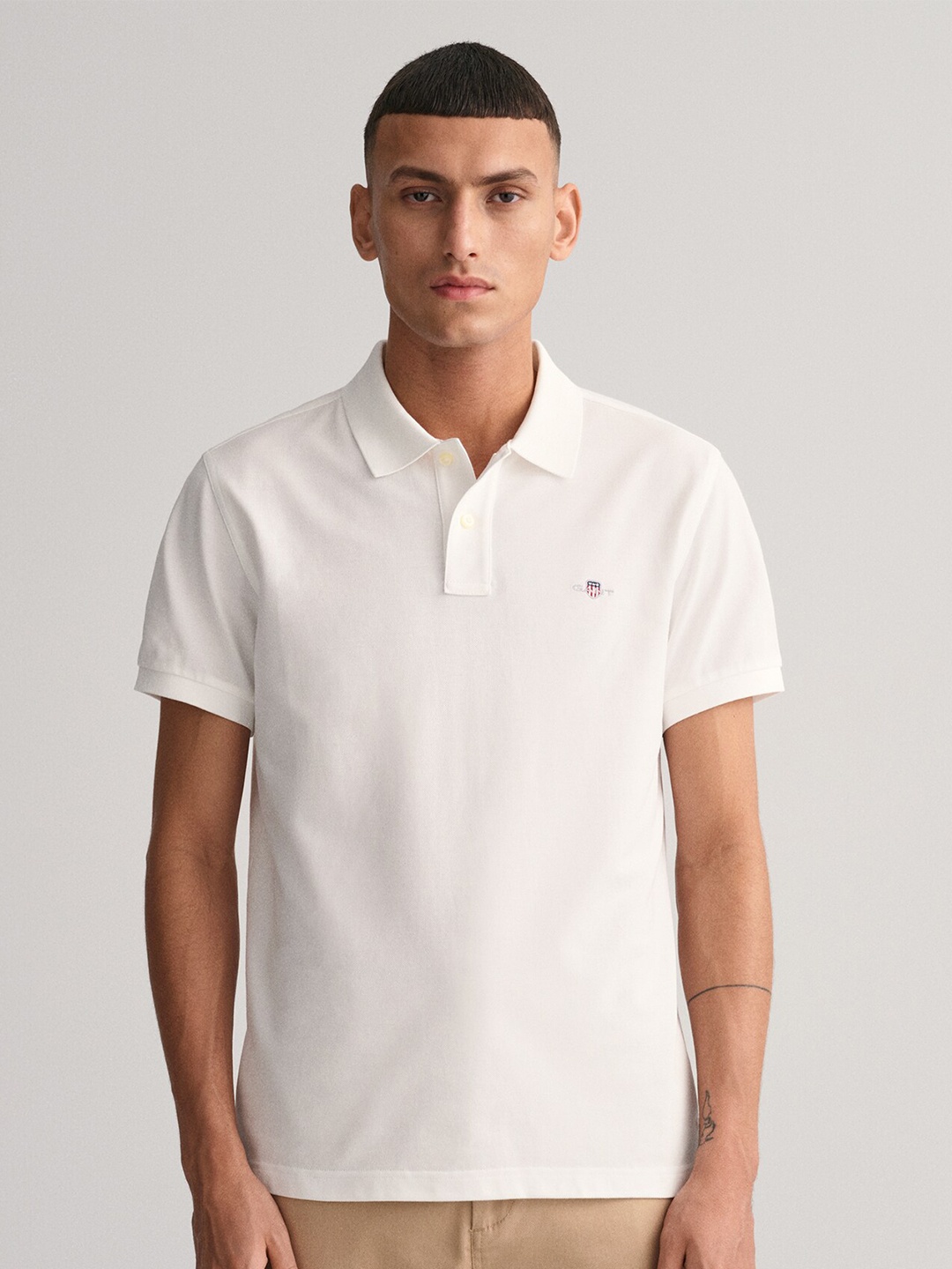 

GANT Solid Polo Neck Slim Fit T-Shirt, White