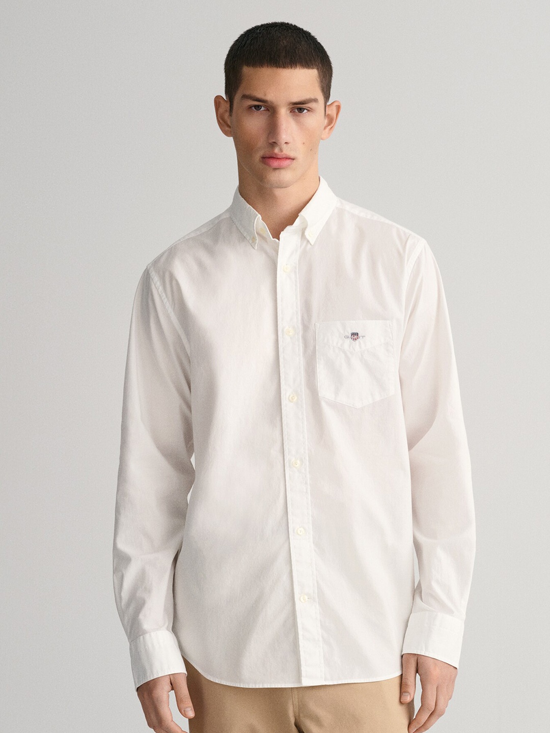 

GANT Solid Button Down Regular Fit Shirt, White