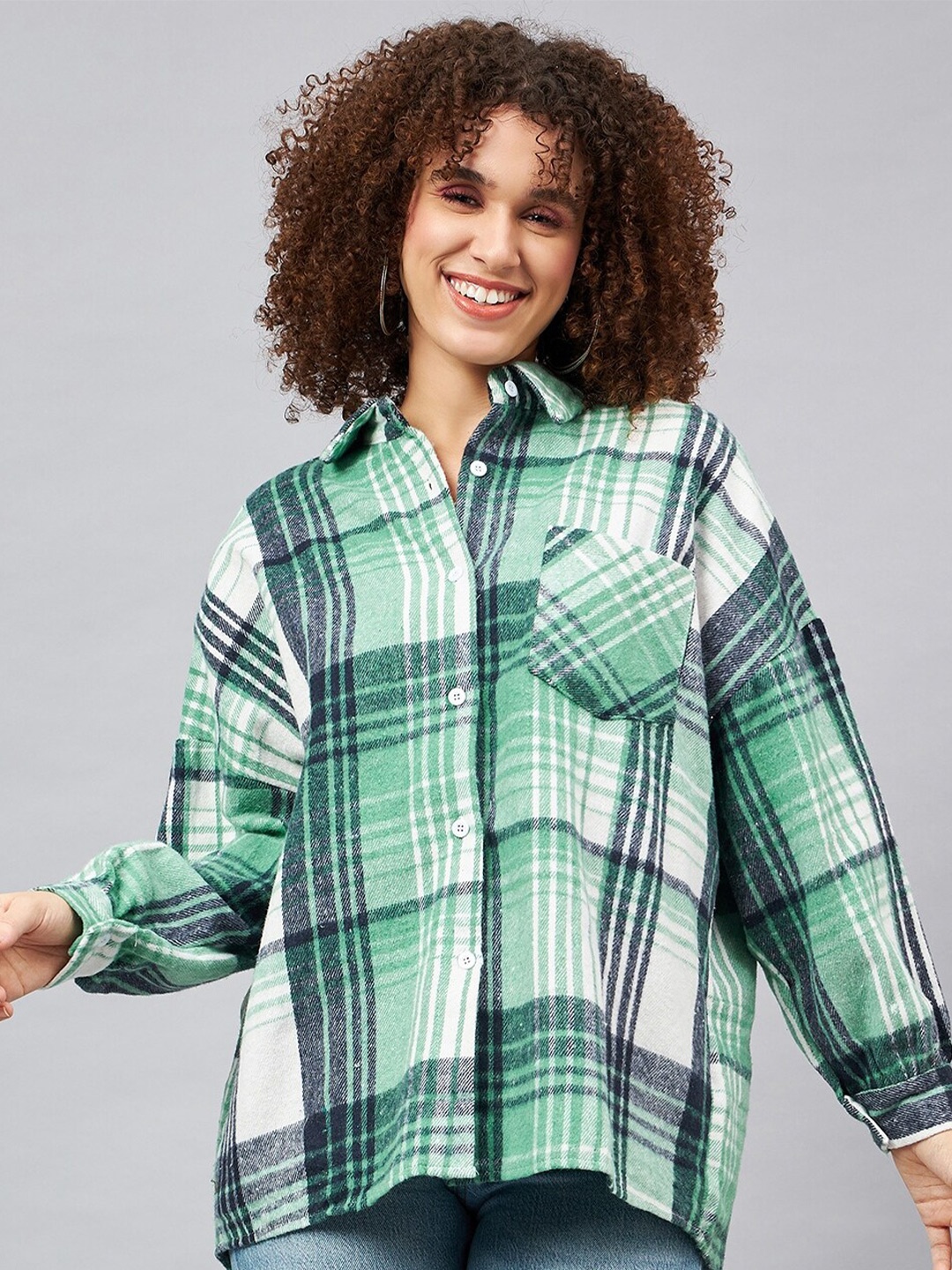 

Orchid Blues Tartan Checked Woollen Shirt, Green