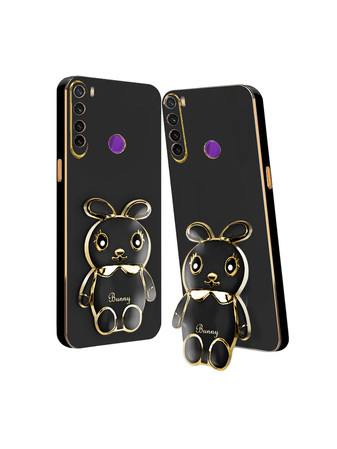 

Karwan 3D Mini Bunny Redmi Note 8 Back Case Mobile With Folding Stand, Black