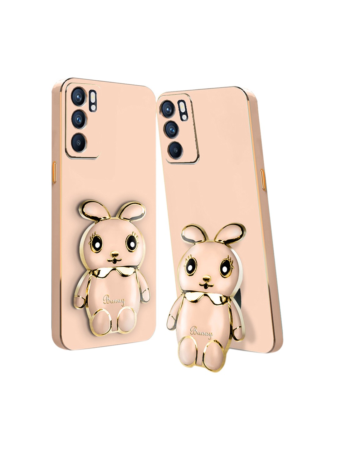 

Karwan Unisex Lightweight Oppo Reno 6 Back Case Cover With Folding Stand, Peach