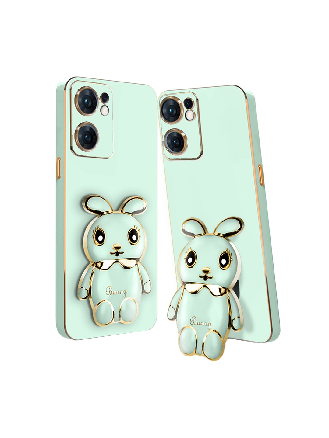 

Karwan 3D Mini Bunny with Folding Stand Back Cover Oppo Reno 7 Back Case, Green