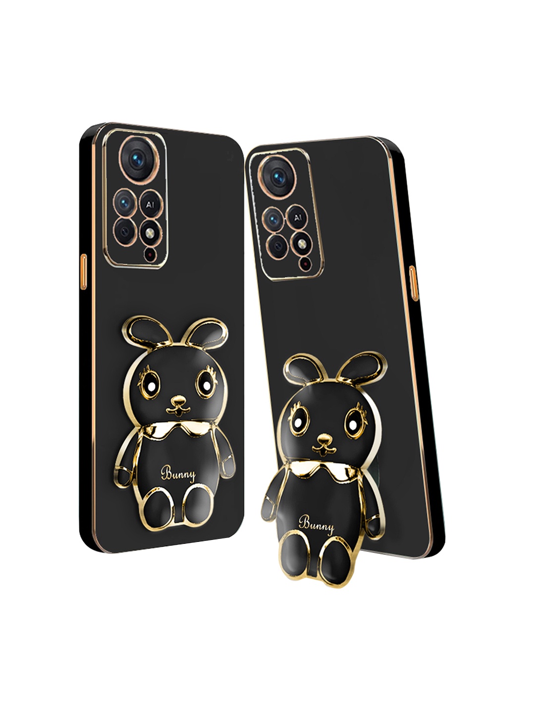 

Karwan 3D Mini Bunny with Folding Stand Back Cover Redmi Note 11 Pro Back Case, Black