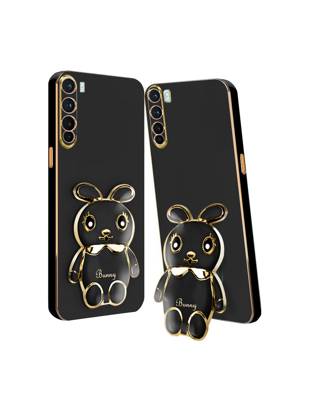 

Karwan 3D Mini Bunny with Folding Stand Realme 6 Back Cover, Black