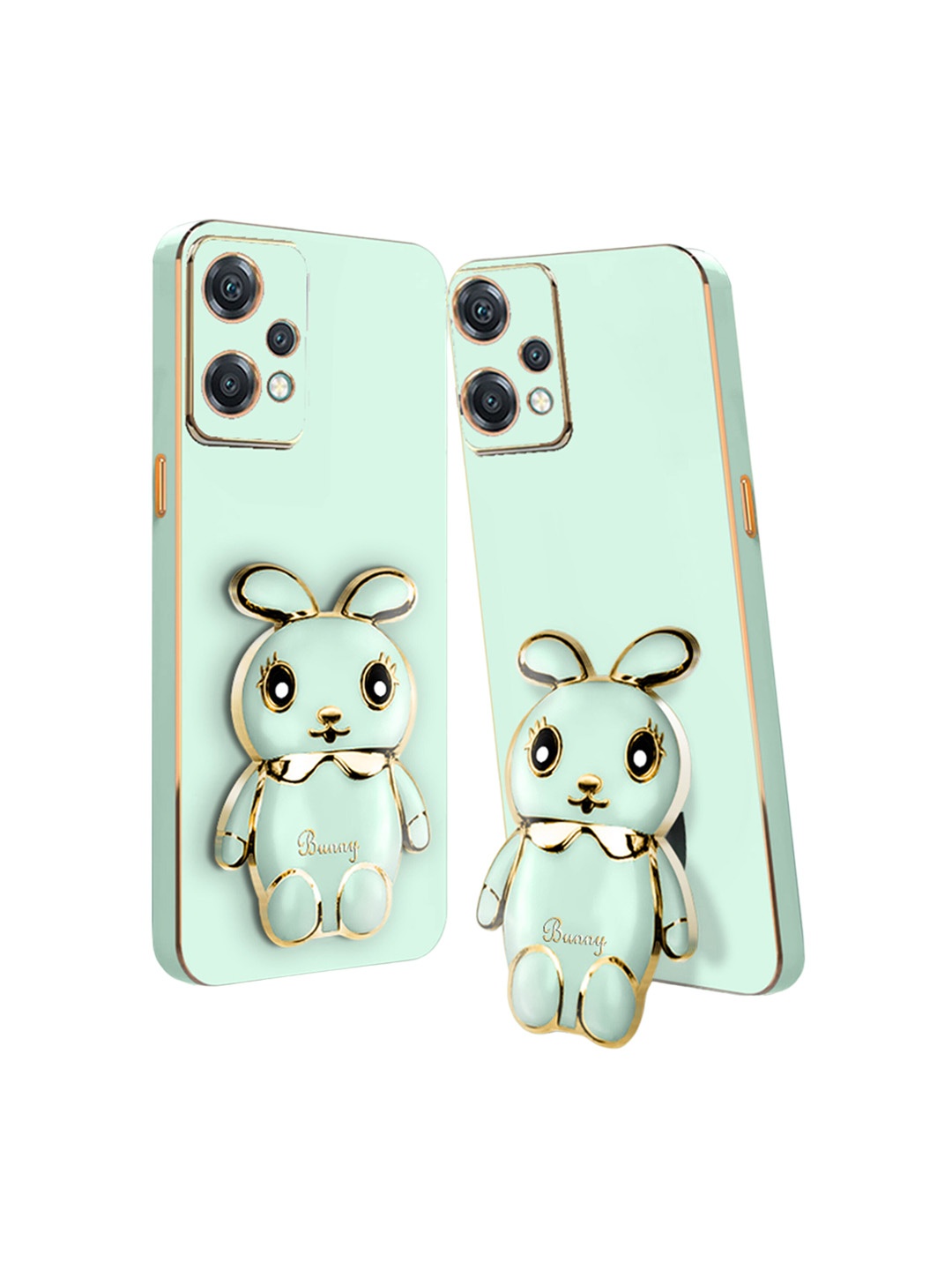 

Karwan 3D Mini Bunny with Folding Stand Realme 9 Pro Back Cover, Green