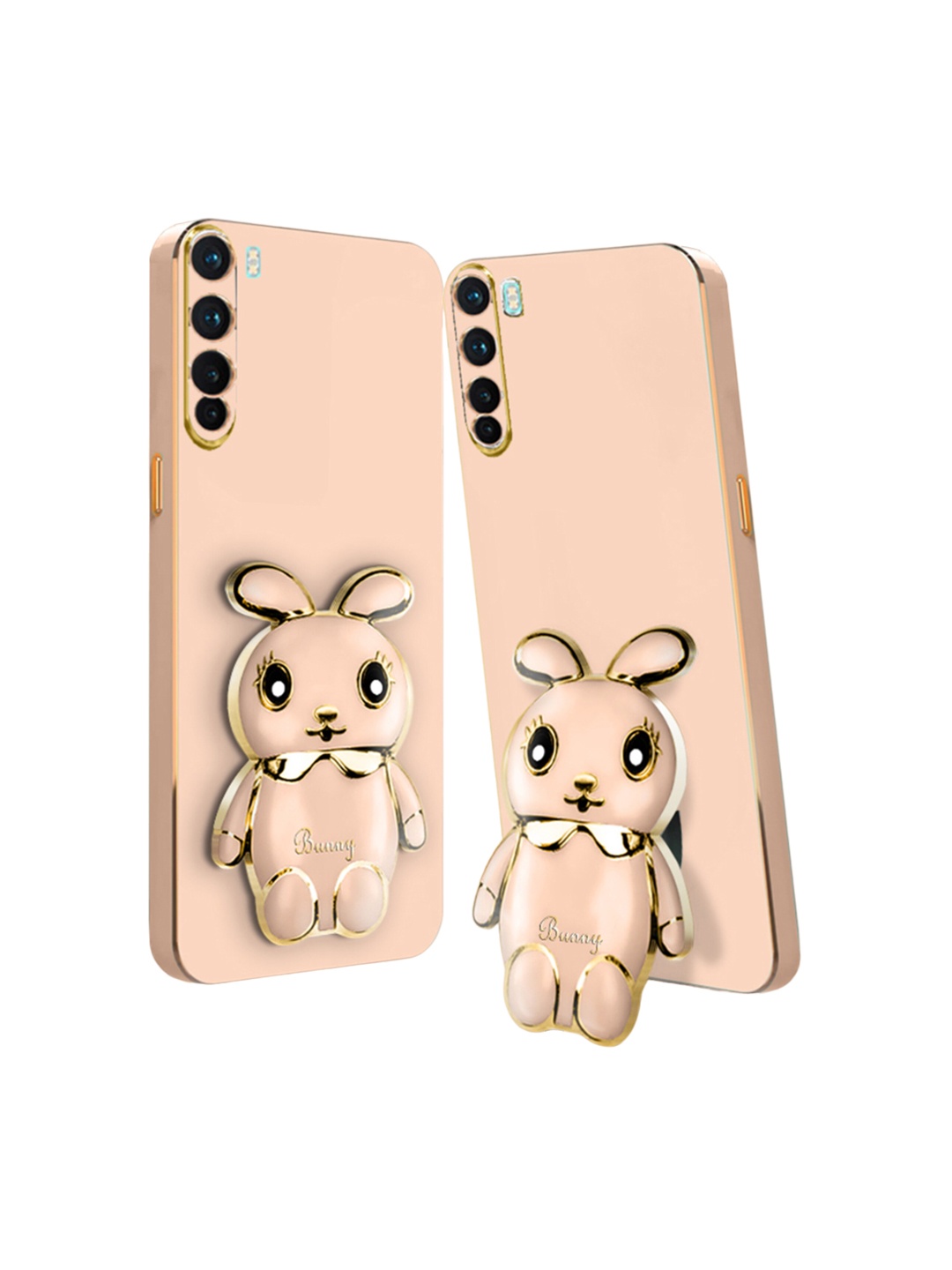 

Karwan Oppo Realme 6 Back Case Cover With 3D Mini Bunny Stand, Pink