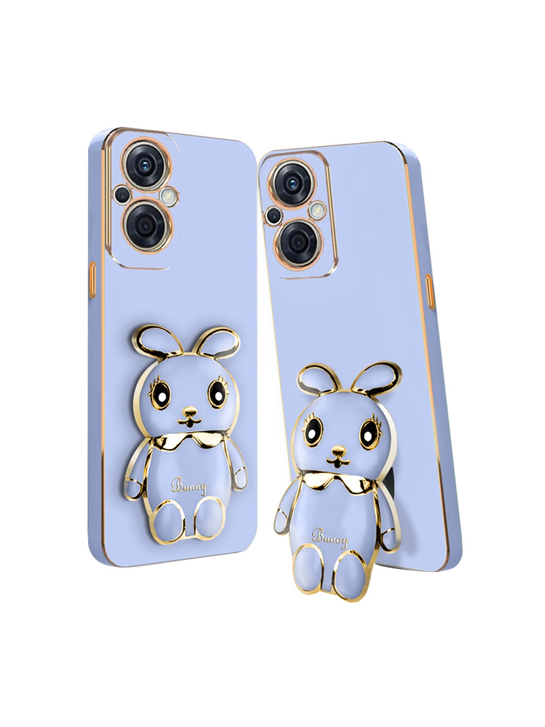 

Karwan Oppo F21Pro Back Case Cover With 3D Mini Bunny Stand, Blue