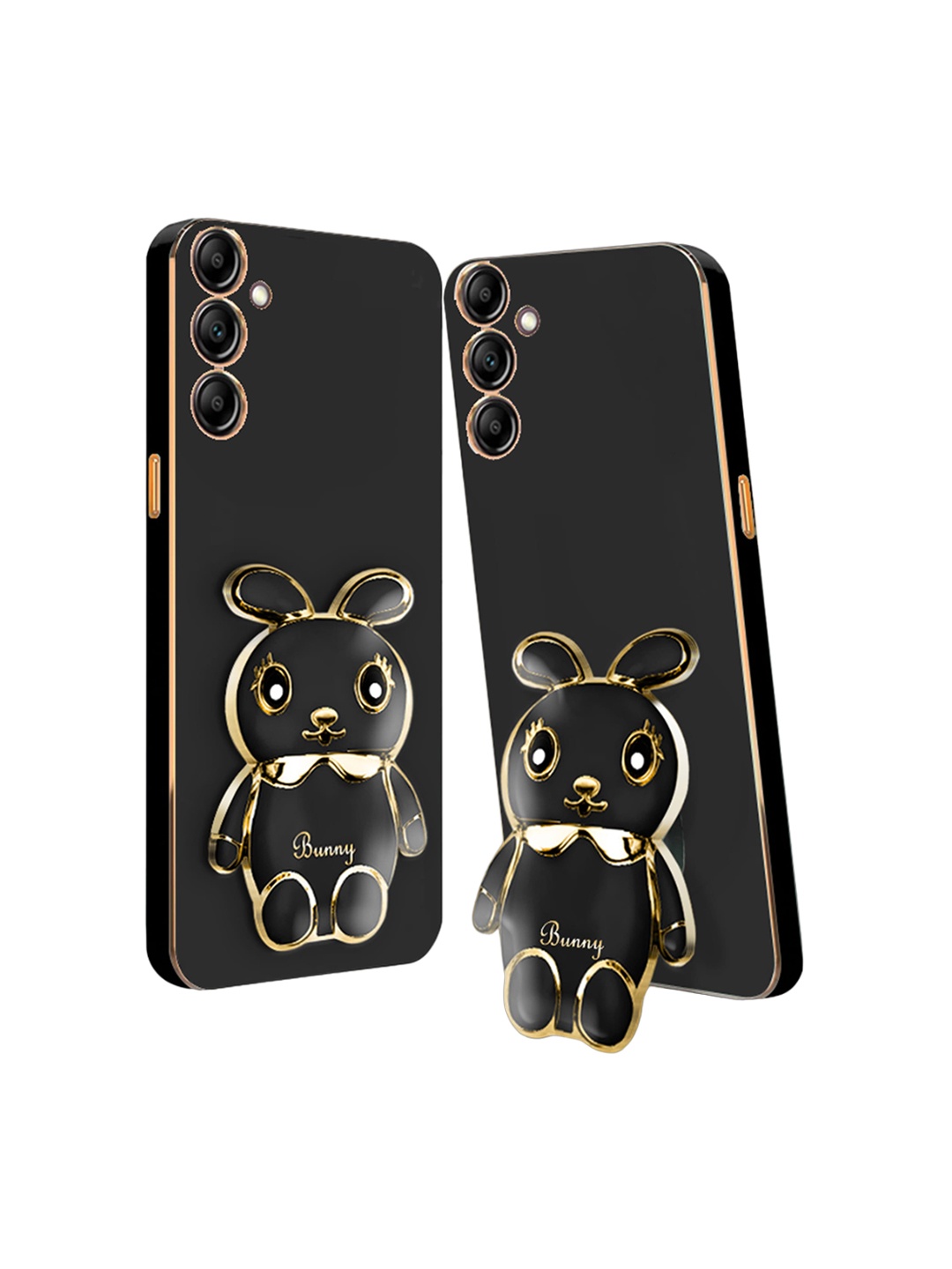 

Karwan Samsung A14 Back Case Cover With 3D Mini Bunny Stand, Black