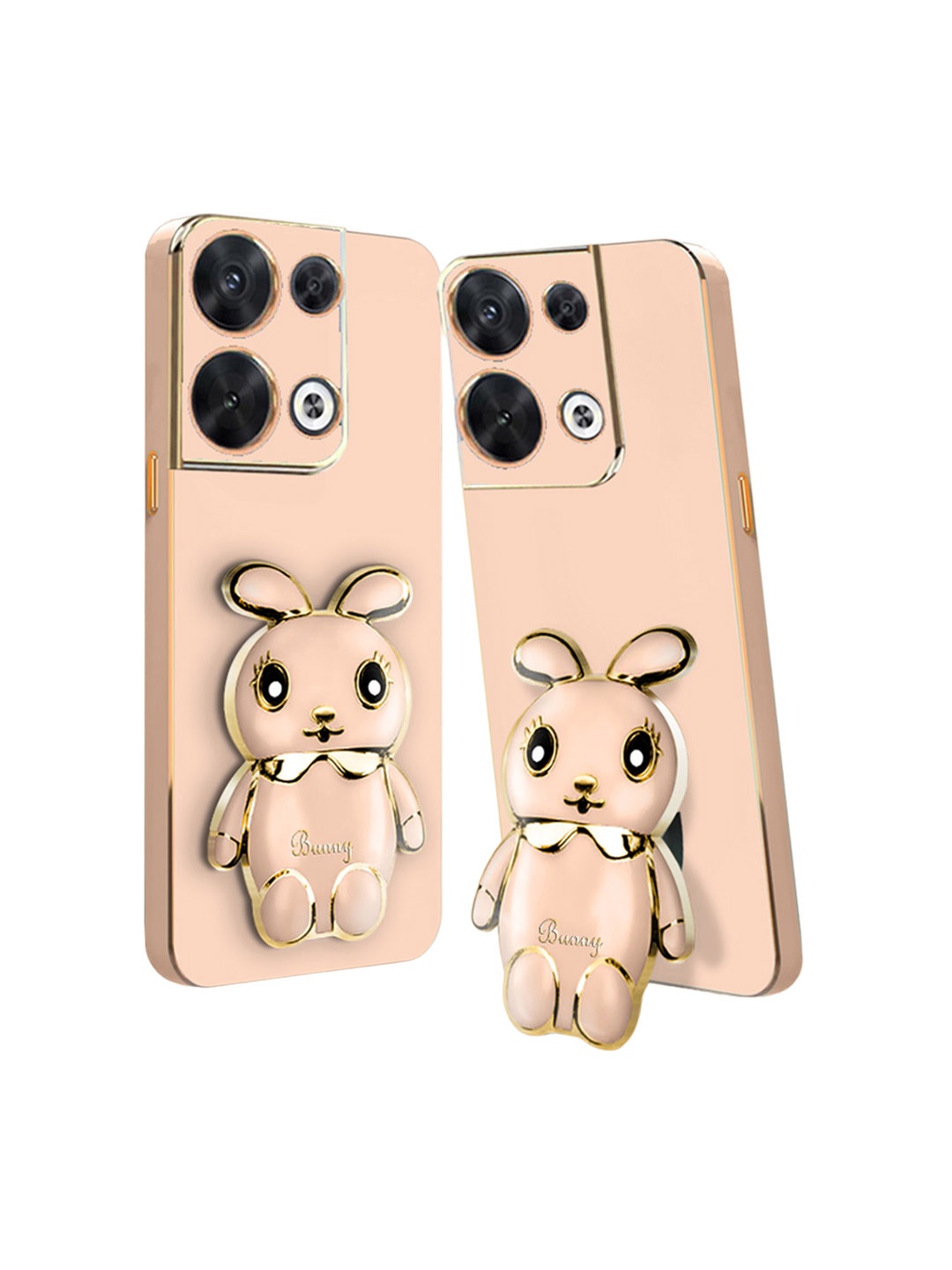 

Karwan 3D Mini Bunny with Folding Stand Oppo Reno 8 Mobile Back Case, Pink
