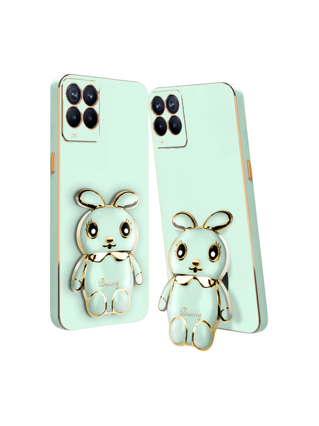

Karwan 3D Mini Bunny with Folding Stand Realme 8 5G Mobile Back Case, Green