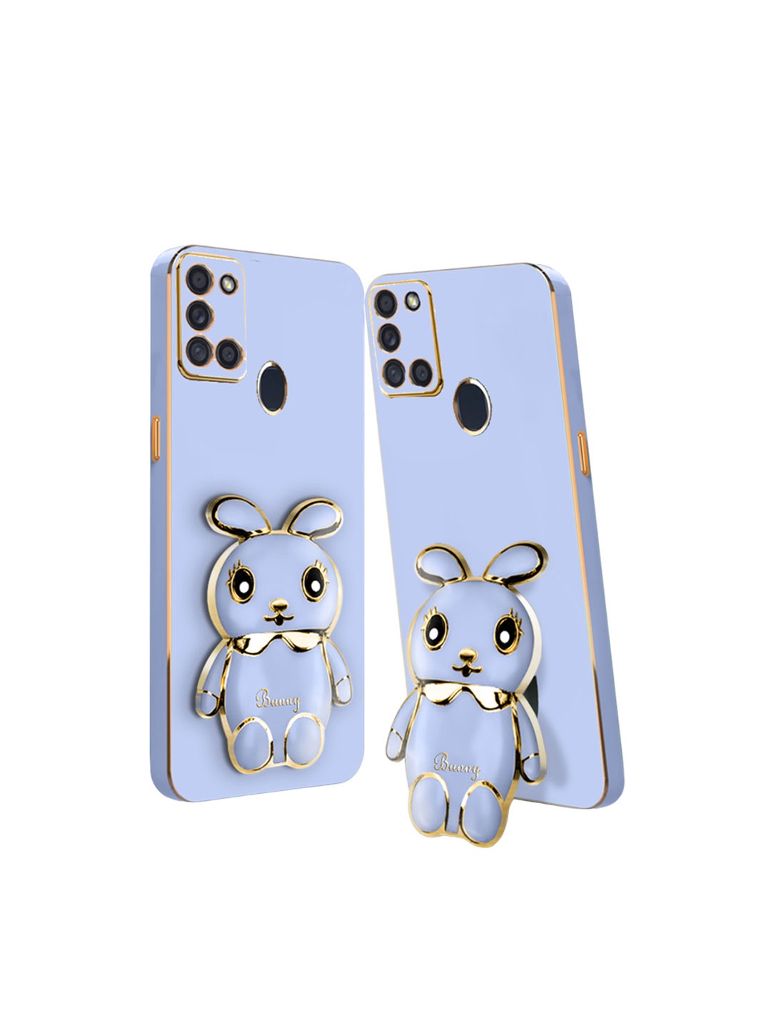 

Karwan 3D Mini Bunny with Folding Stand Samsung A21S Mobile Back Case, Blue