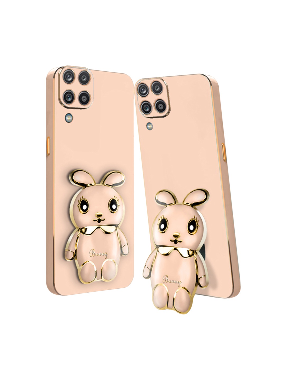 

Karwan 3D Mini Bunny with Folding Stand Samsung A12 4G Mobile Back Case, Pink
