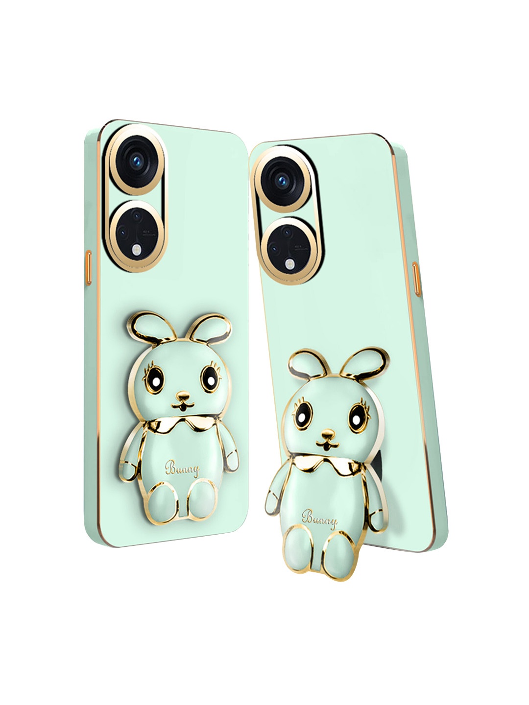 

Karwan Soft & Lightweight Oppo Reno 8T Back Case With 3D Mini Bunny Folding Stand, Green