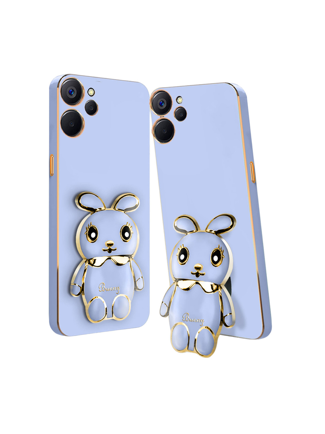 

Karwan Soft & Lightweight Realme 9i 5G Back Case With 3D Mini Bunny Folding Stand, Blue