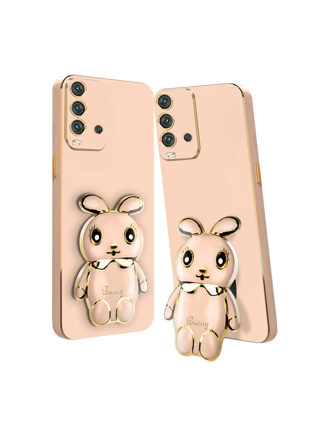 

Karwan 3D Bunny Redmi 9 Back Case with Folding Stand, Pink