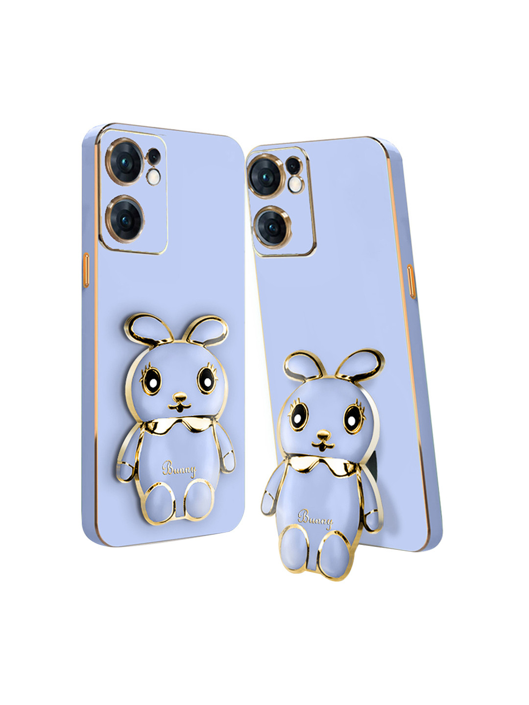 

Karwan 3D Bunny Oppo Reno 7 Back Case with Folding Stand, Blue