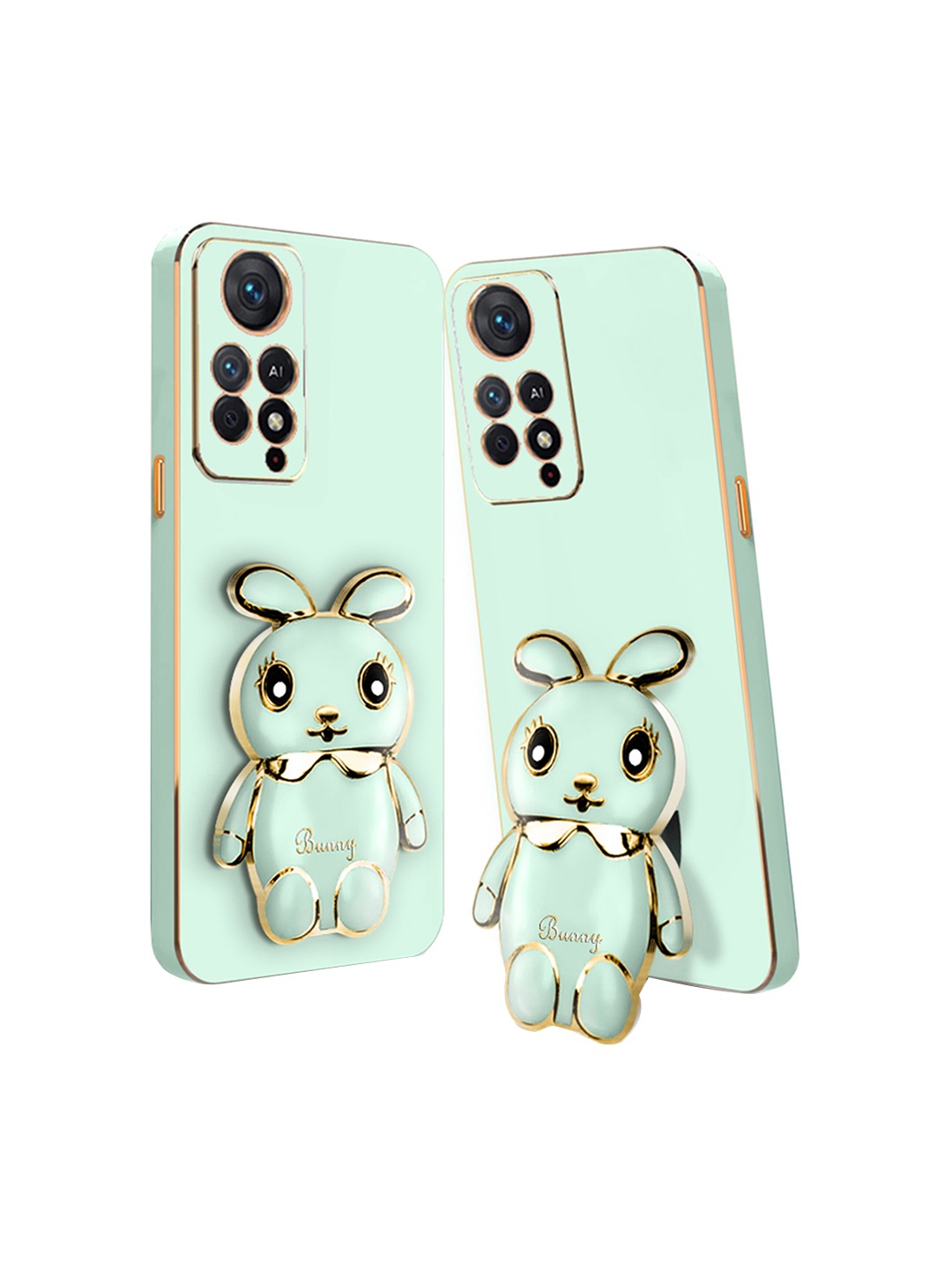 

Karwan 3D Bunny Redmi Note 11 Pro Back Case with Folding Stand, Green