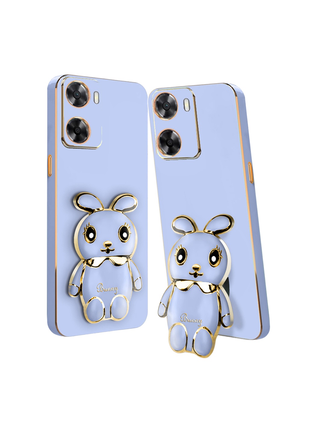 

Karwan Oppo K10 4G Back Cover with 3D Mini Bunny with Folding Stand, Blue