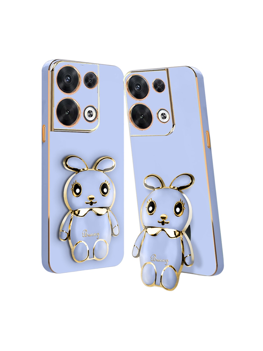 

Karwan Oppo Reno 8 Back Cover with 3D Mini Bunny with Folding Stand, Blue
