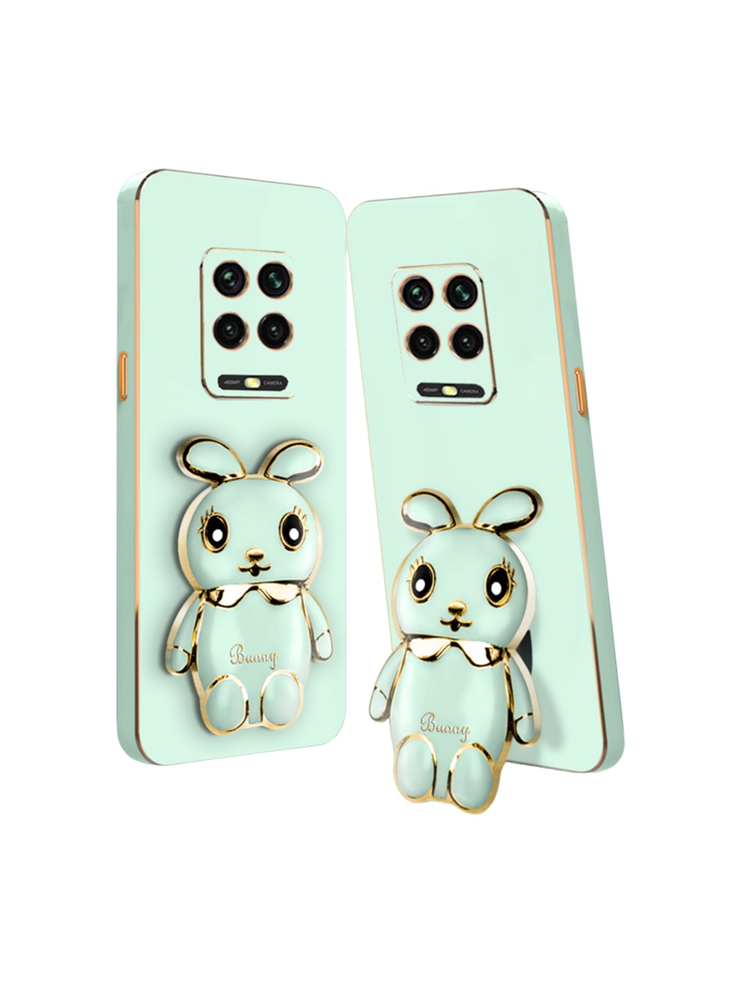 

Karwan Redmi Note 9 Pro 3D Mini Bunny Mobile Back Case With Folding Stand, Green