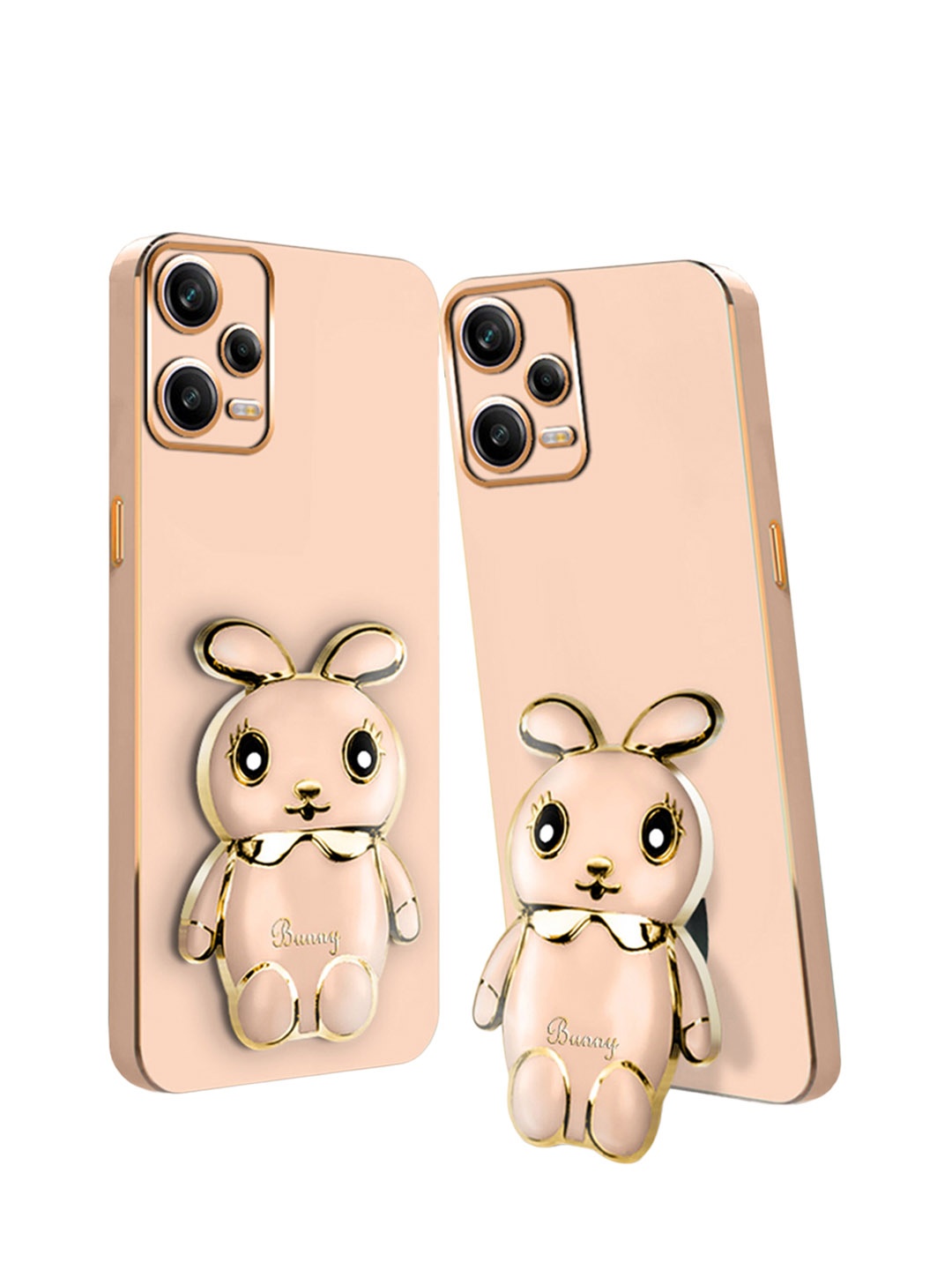 

Karwan Redmi Note 12 Pro 5G 3D Mini Bunny Mobile Back Case With Folding Stand, Pink