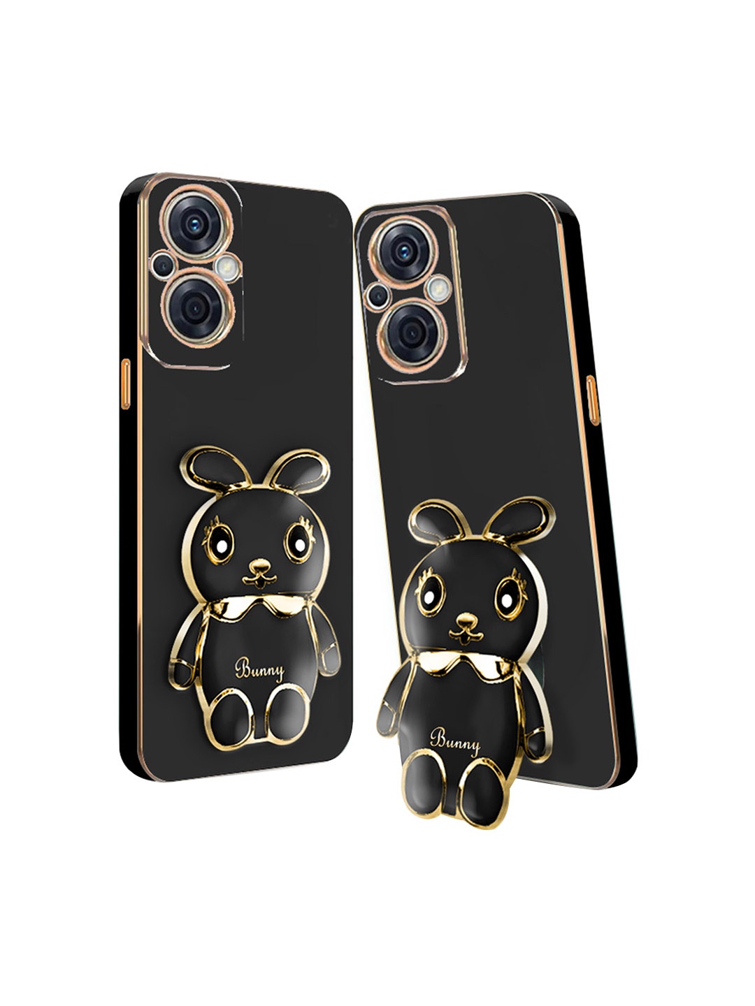 

Karwan 3D Mini Bunny with Folding Stand Oppo F21 Pro 5G Back Case, Black