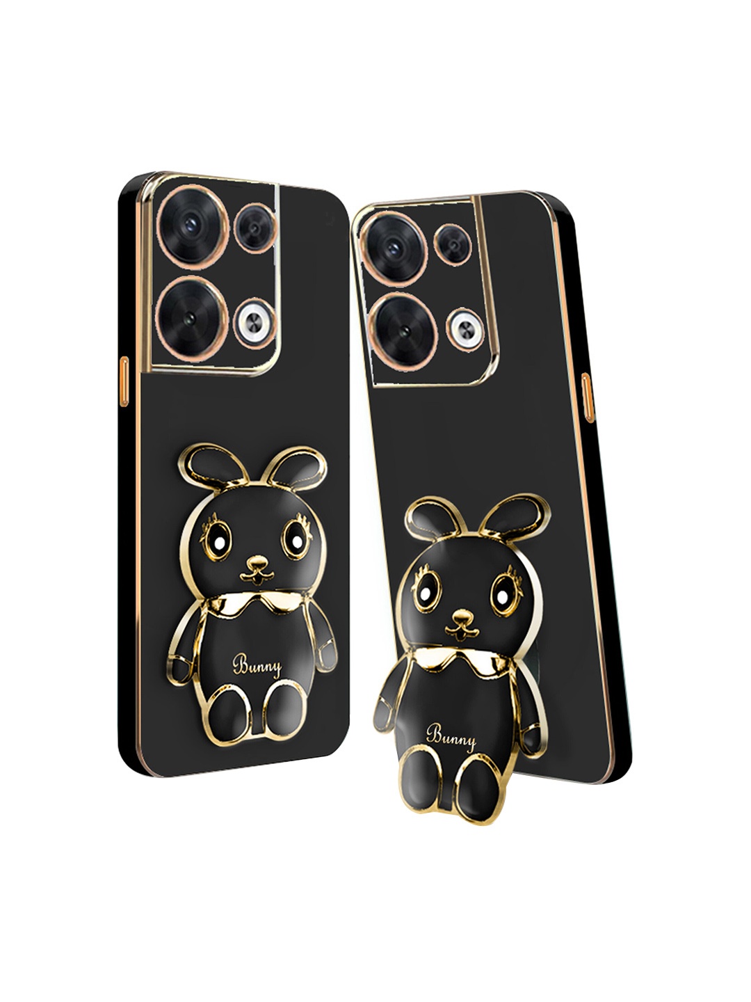 

Karwan 3D Mini Bunny with Folding Stand Reno 8 Pro Plus Back Case, Black