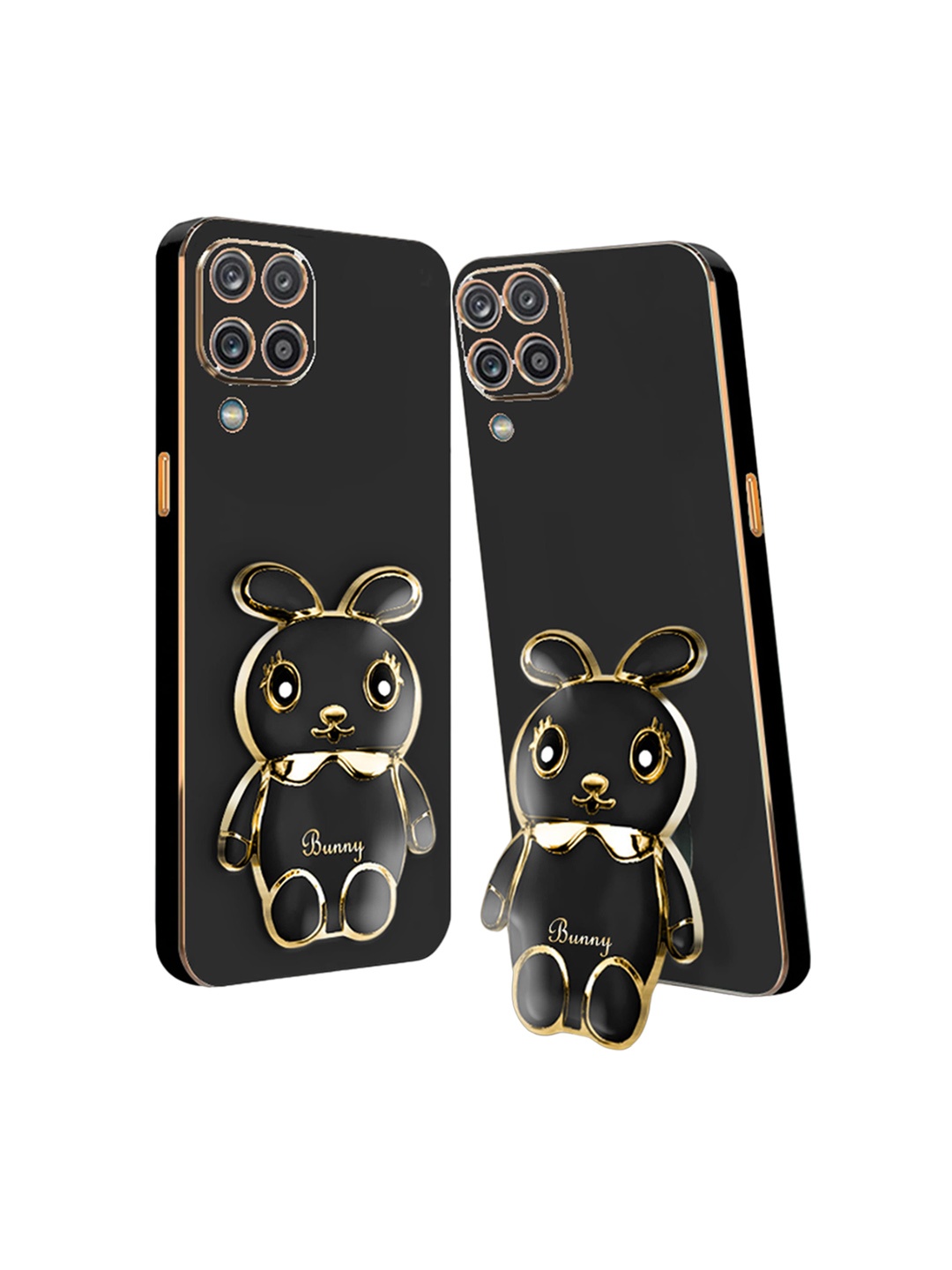 

Karwan 3D Mini Bunny with Folding Stand Samsung A22 4G Back Case, Black