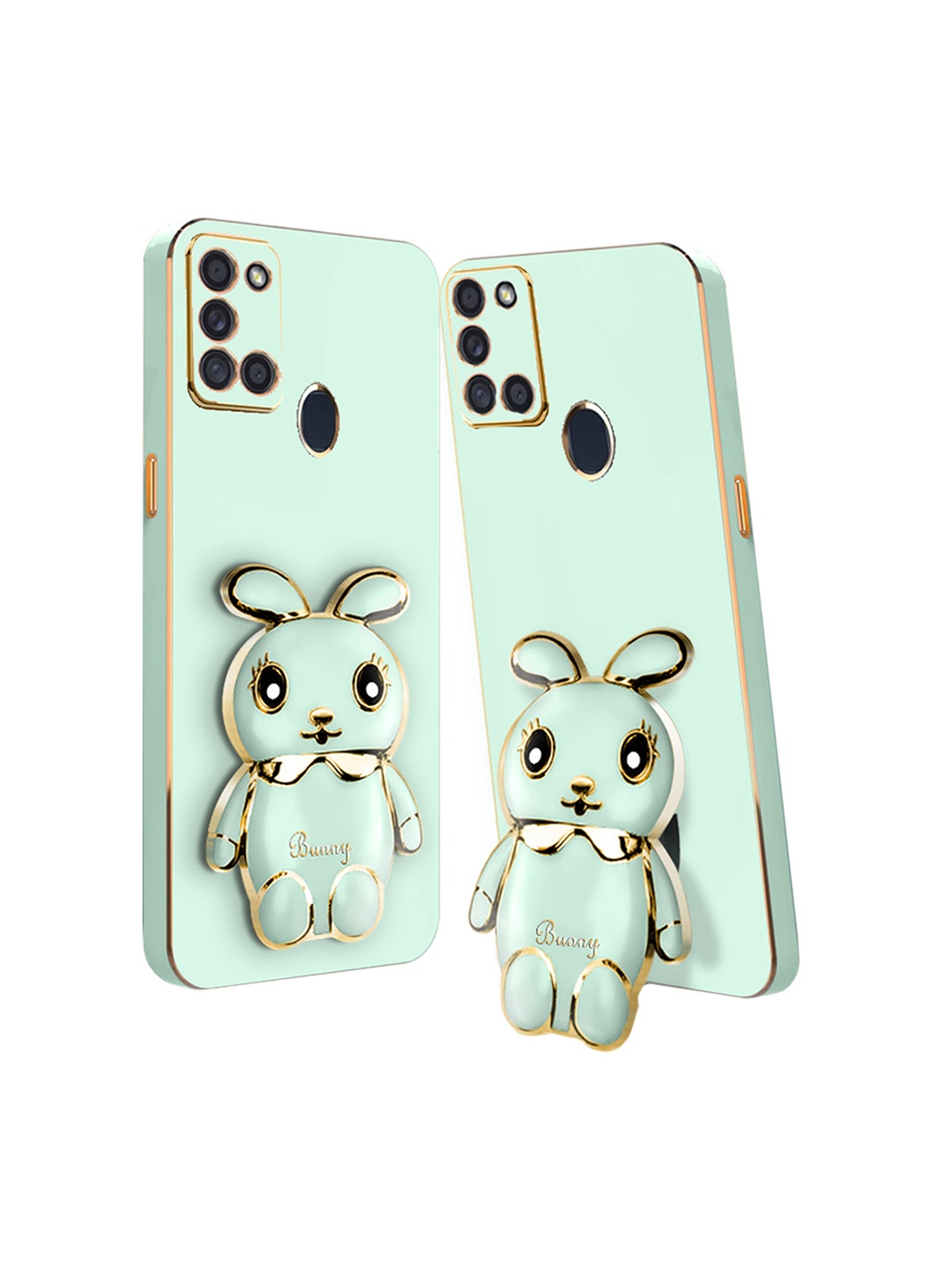 

Karwan Samsung A21S 3D Mini Bunny with Folding Stand Back Cover Case, Green