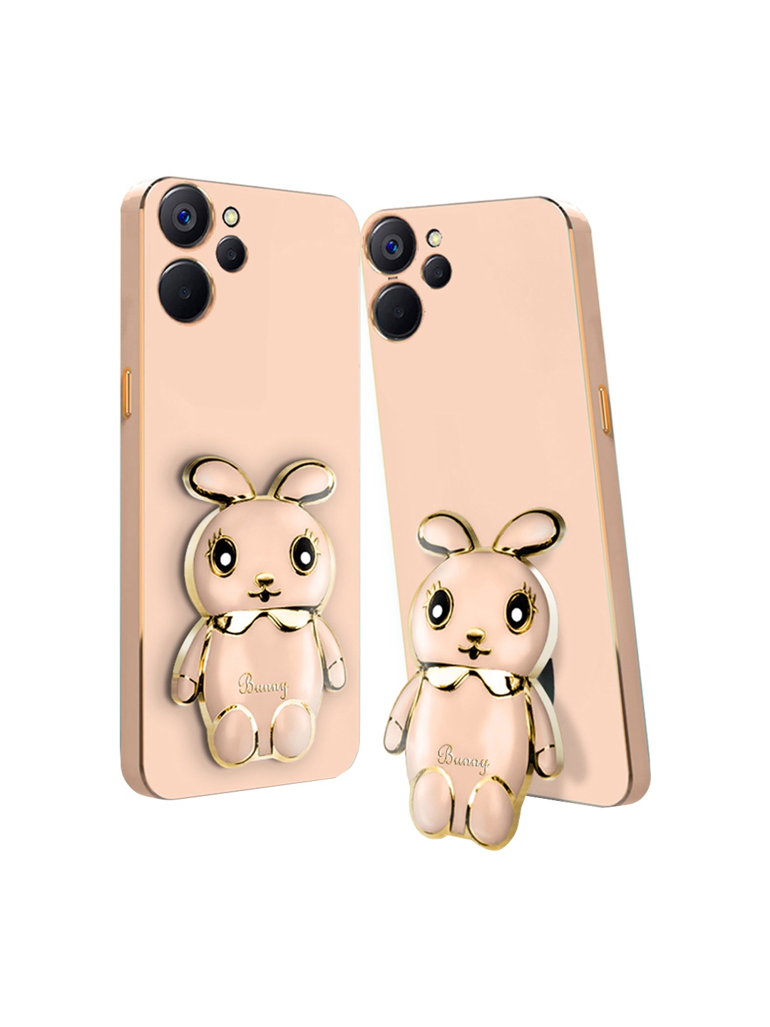 

Karwan Realme 3D Mini Bunny with Folding Stand Back Cover Case, Pink