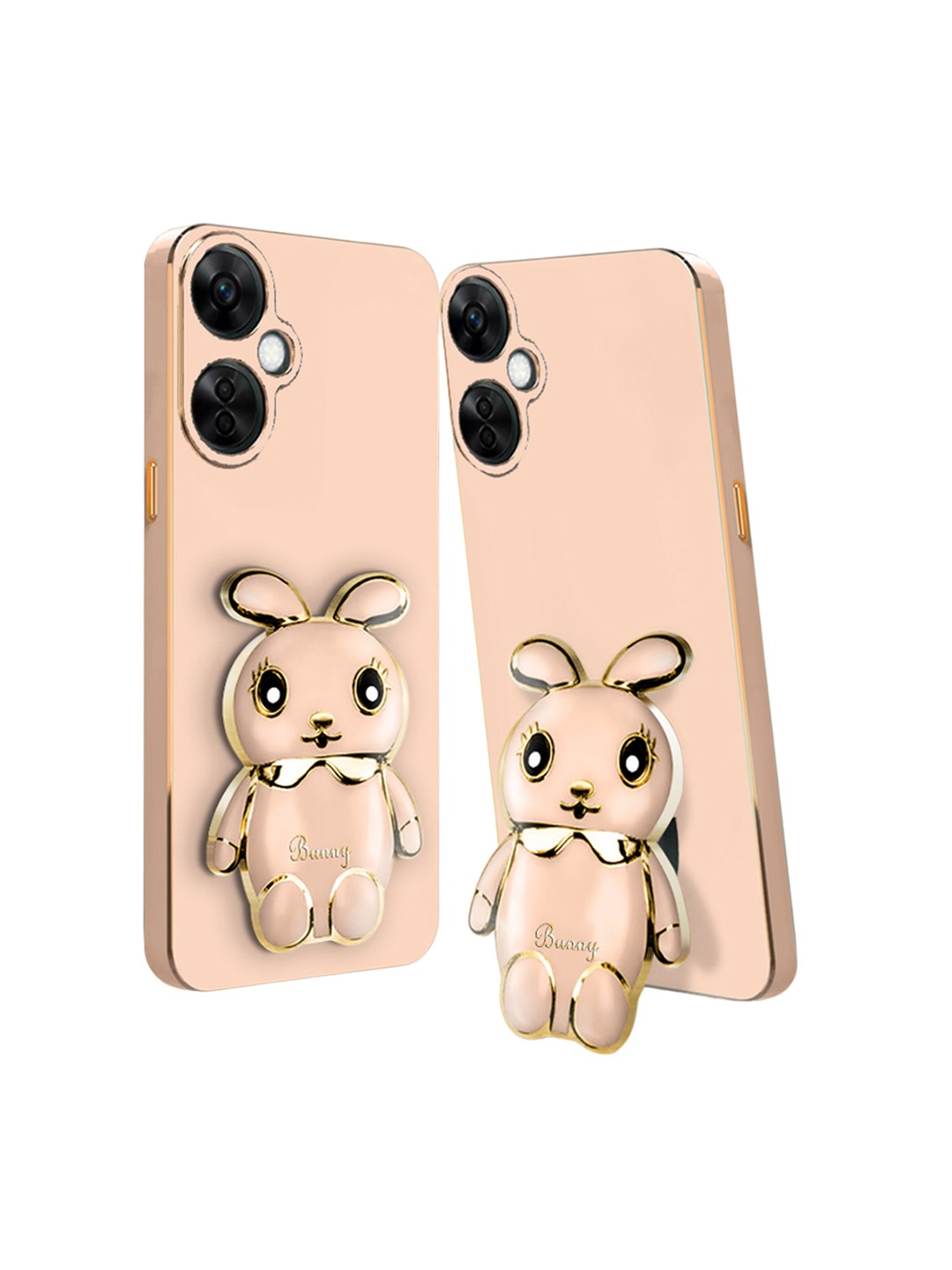 

Karwan Poco M4 3D Mini Bunny with Folding Stand Back Cover Case, Pink